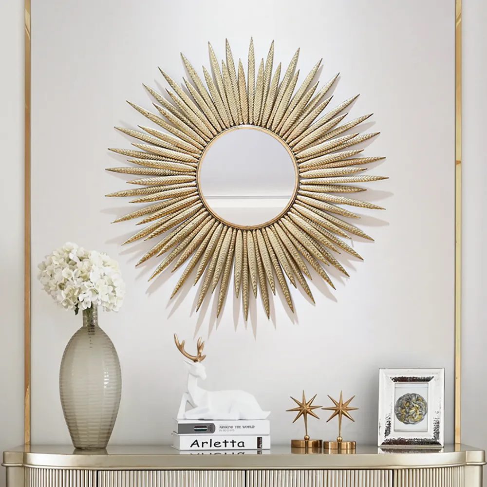 Luxury Creative Gold Sun Metal Wall Mirror Decor Art Wall O'Decor