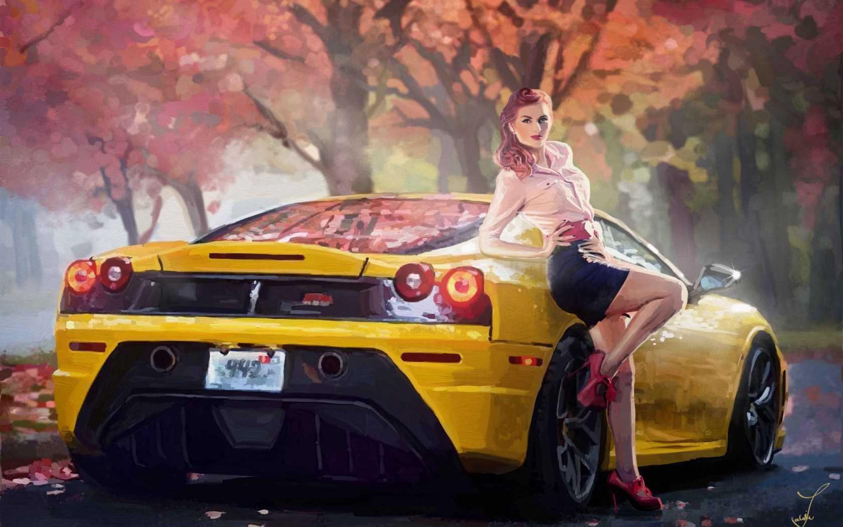 Girls with cars wallpaper Group (27+)