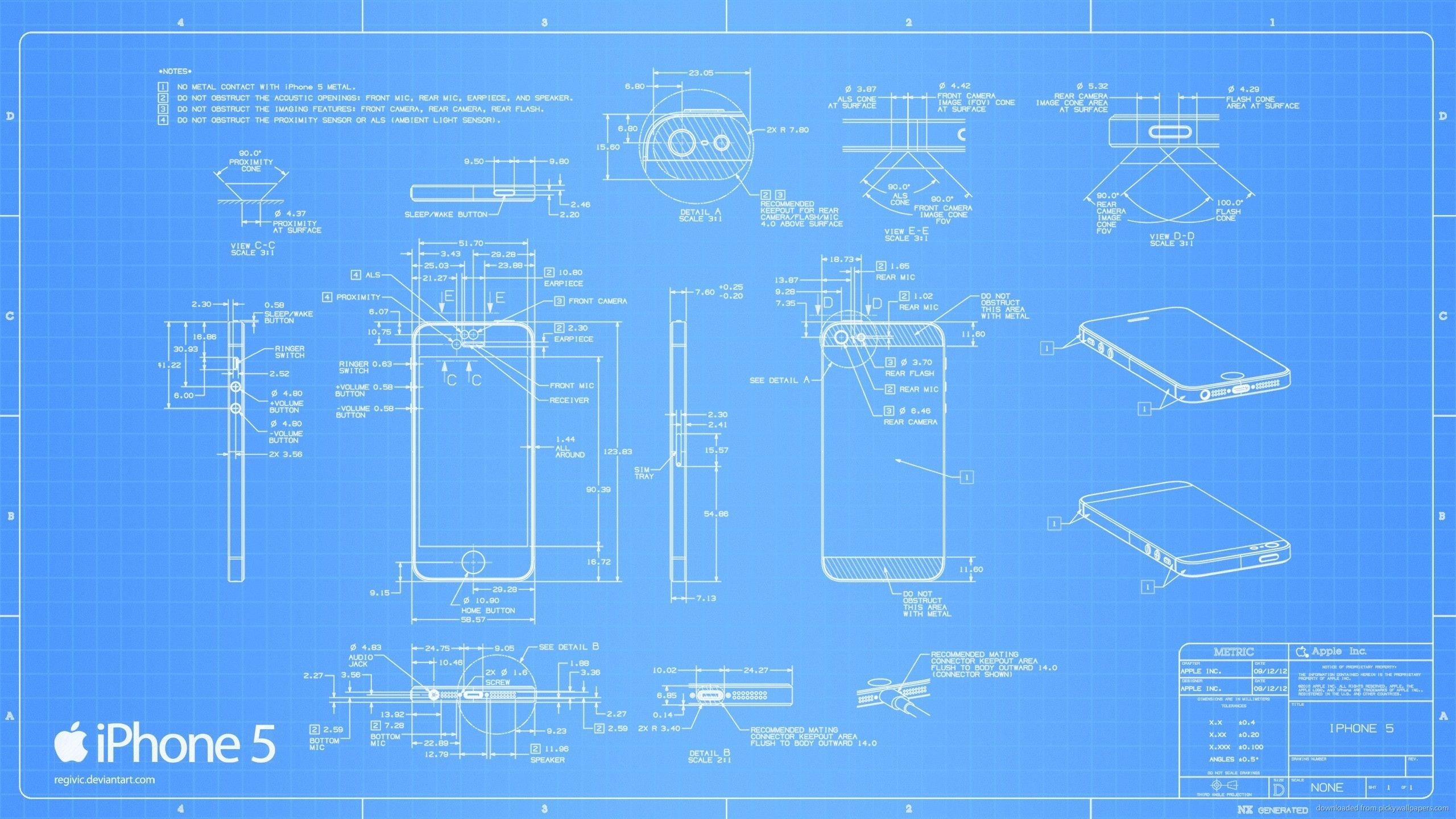 Download 2560x1440 Apple iPhone 5 Blueprint Wallpaper
