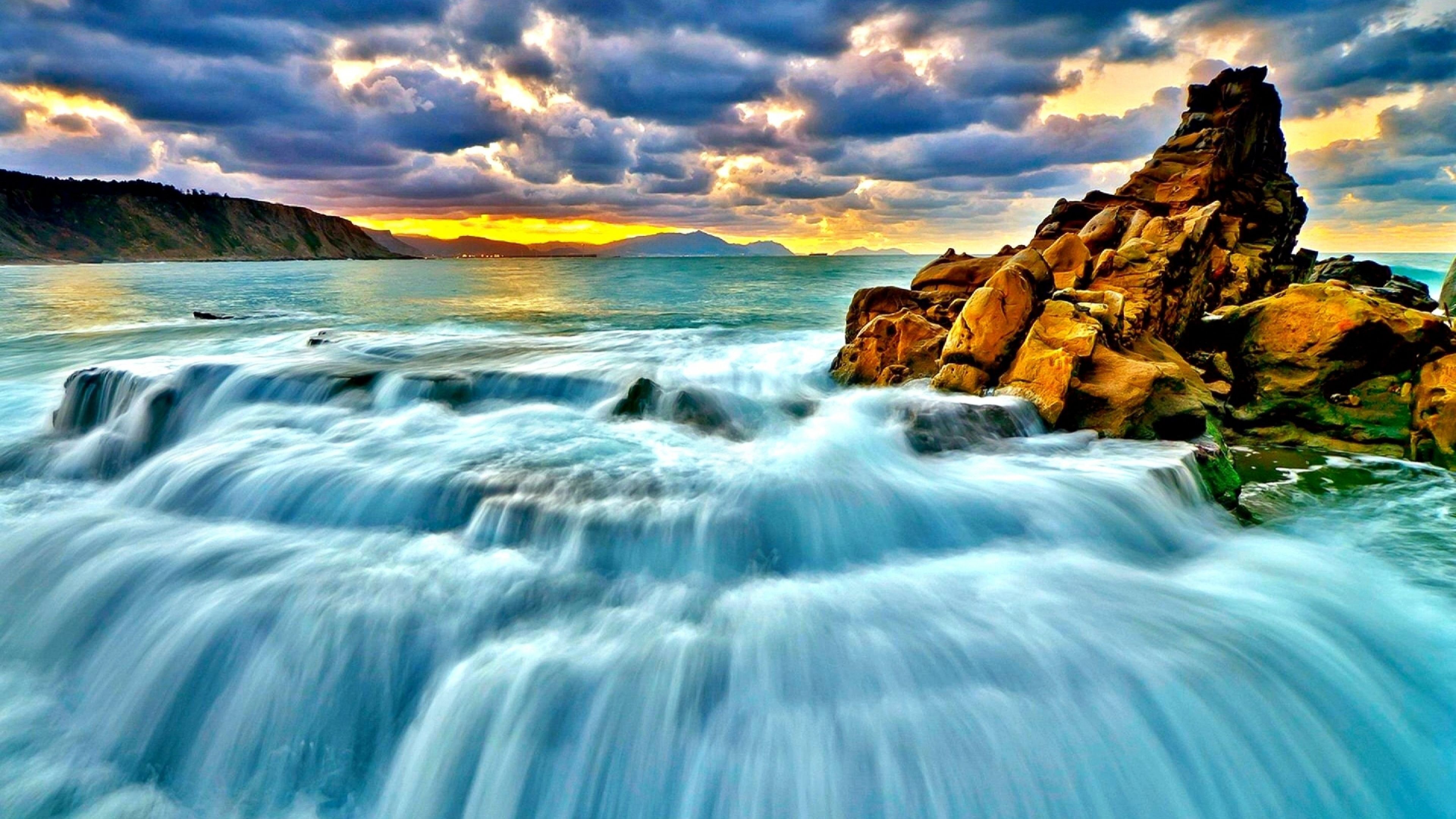 Sunset Waterfall Wallpaper PC Wallpaper High Quality