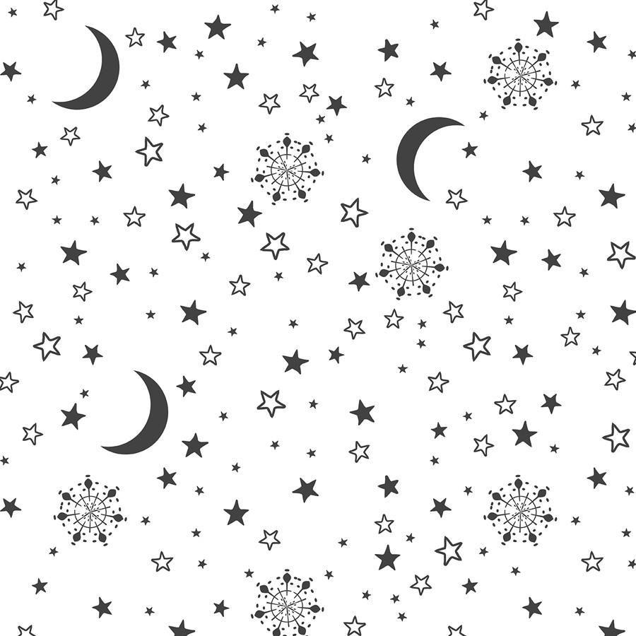 Black And White Moon And Stars Wallpaper canvasbonkers