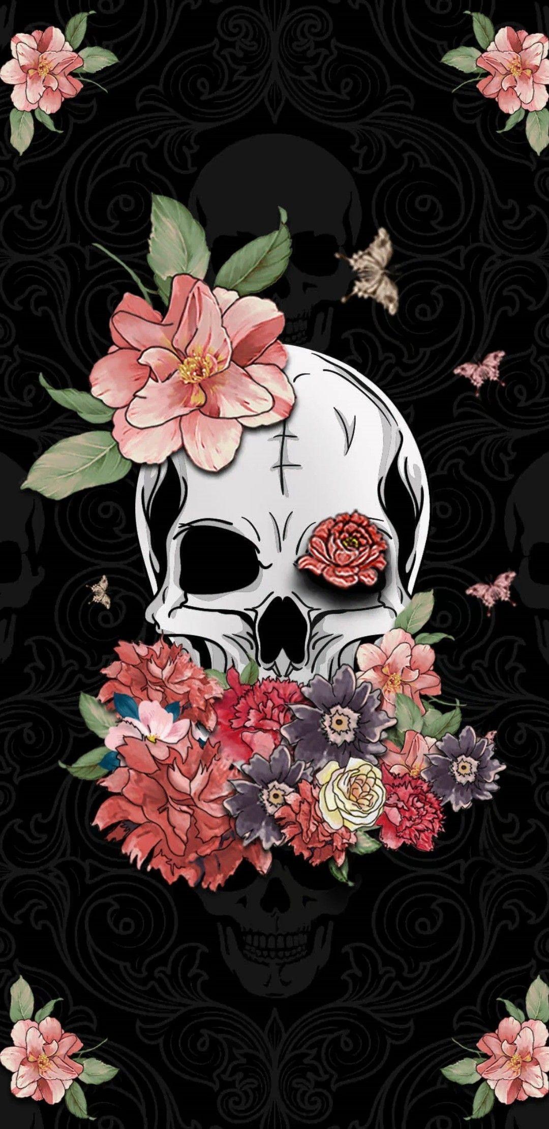Floral Skull Wallpapers Top Free Floral Skull Backgrounds