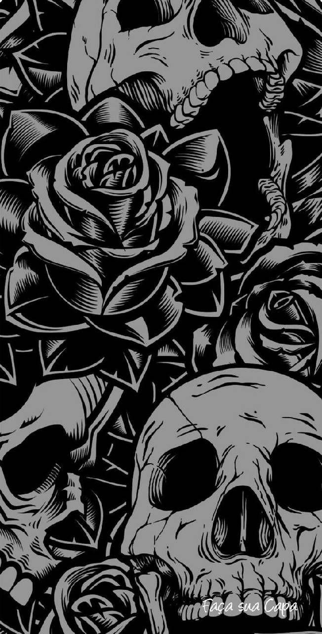 Black Skull with Rose Wallpapers Top Free Black Skull with Rose