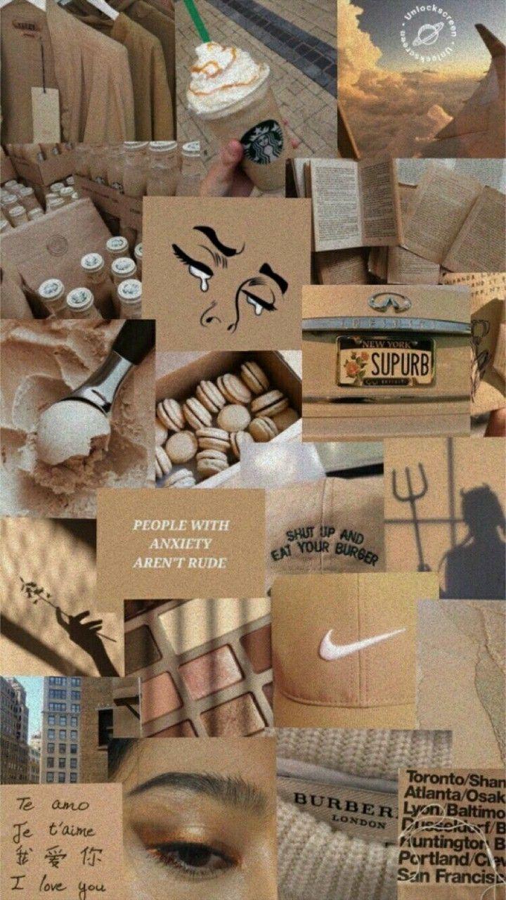 Light Brown Aesthetic Wallpaper Collage Download the perfect