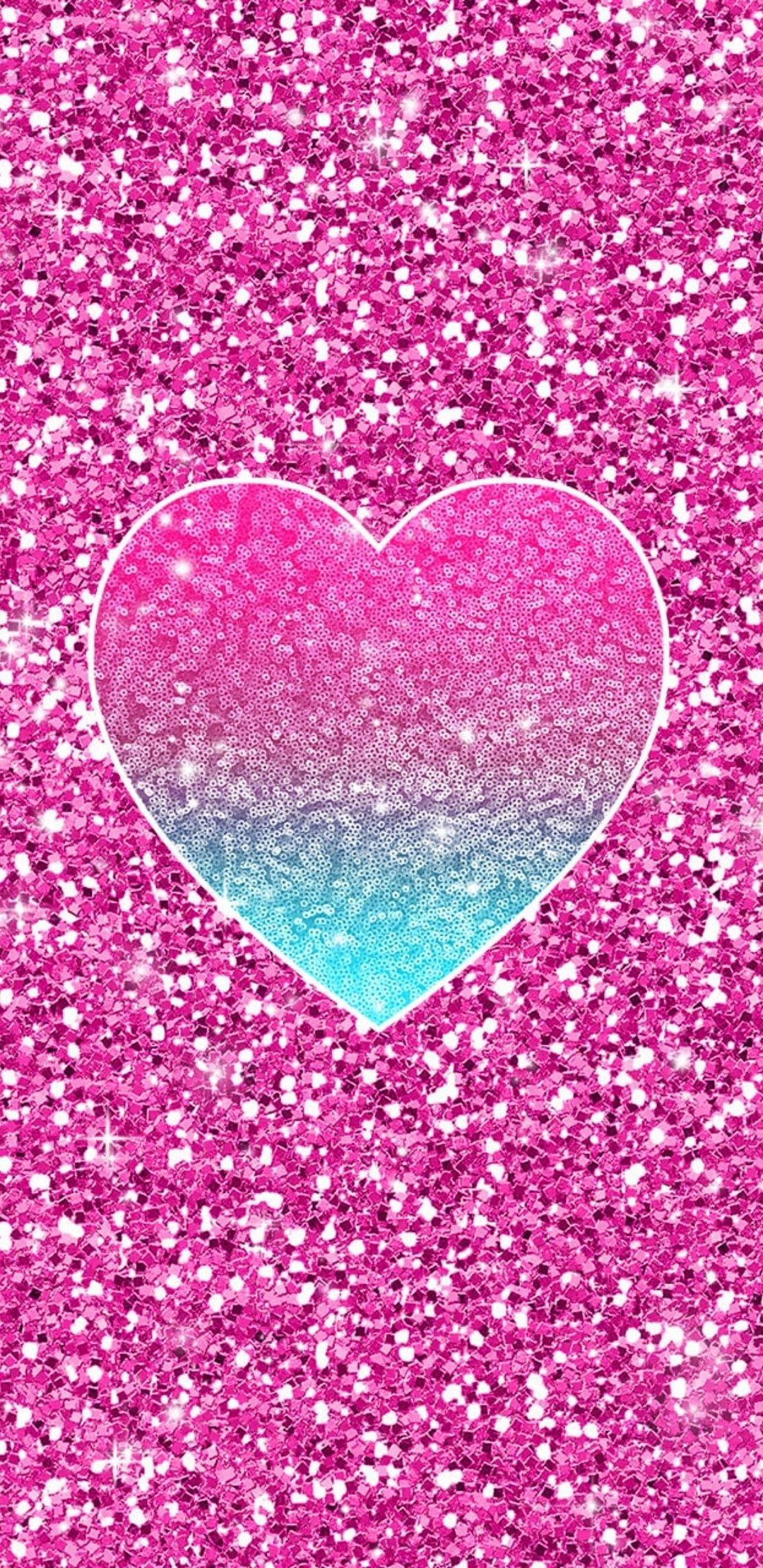 Glitter Pink Heart Wallpaper