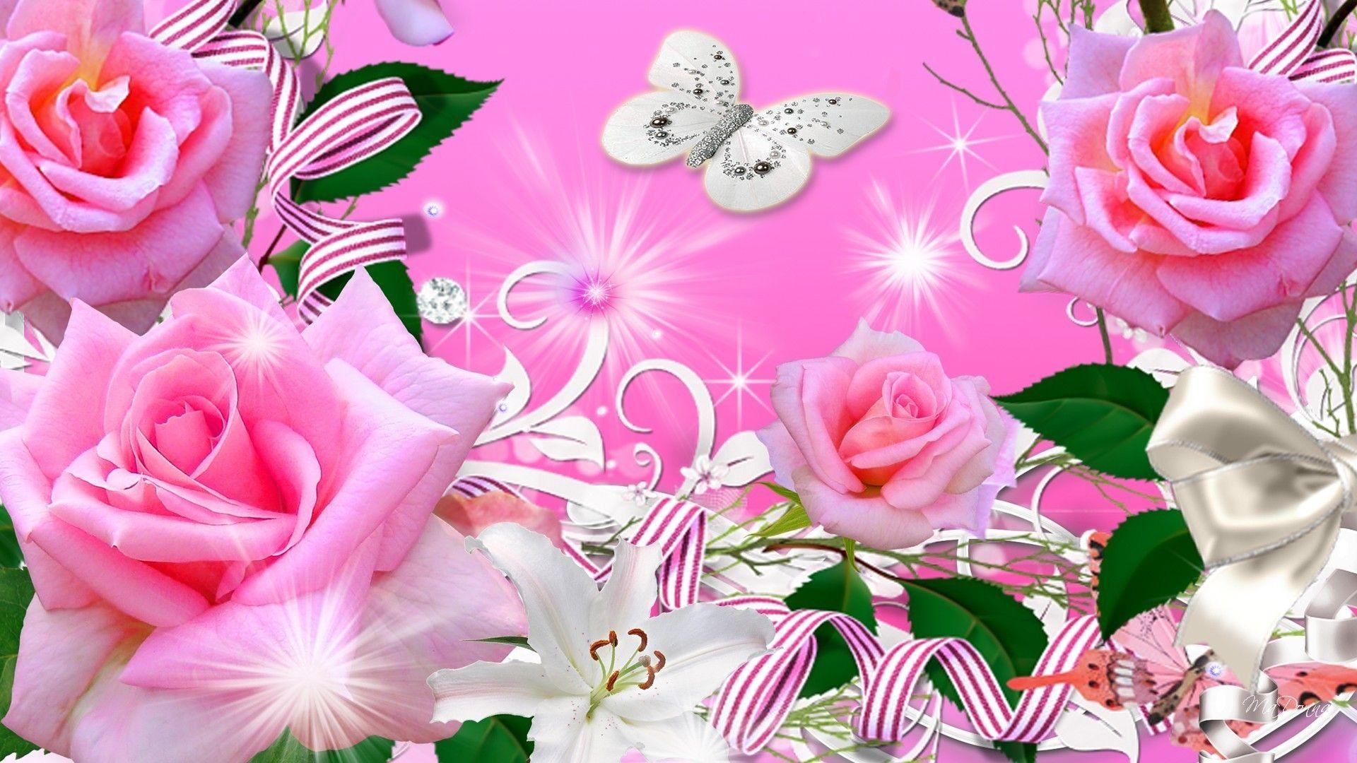 Pink Roses and Butterfly Wallpapers Top Free Pink Roses and Butterfly