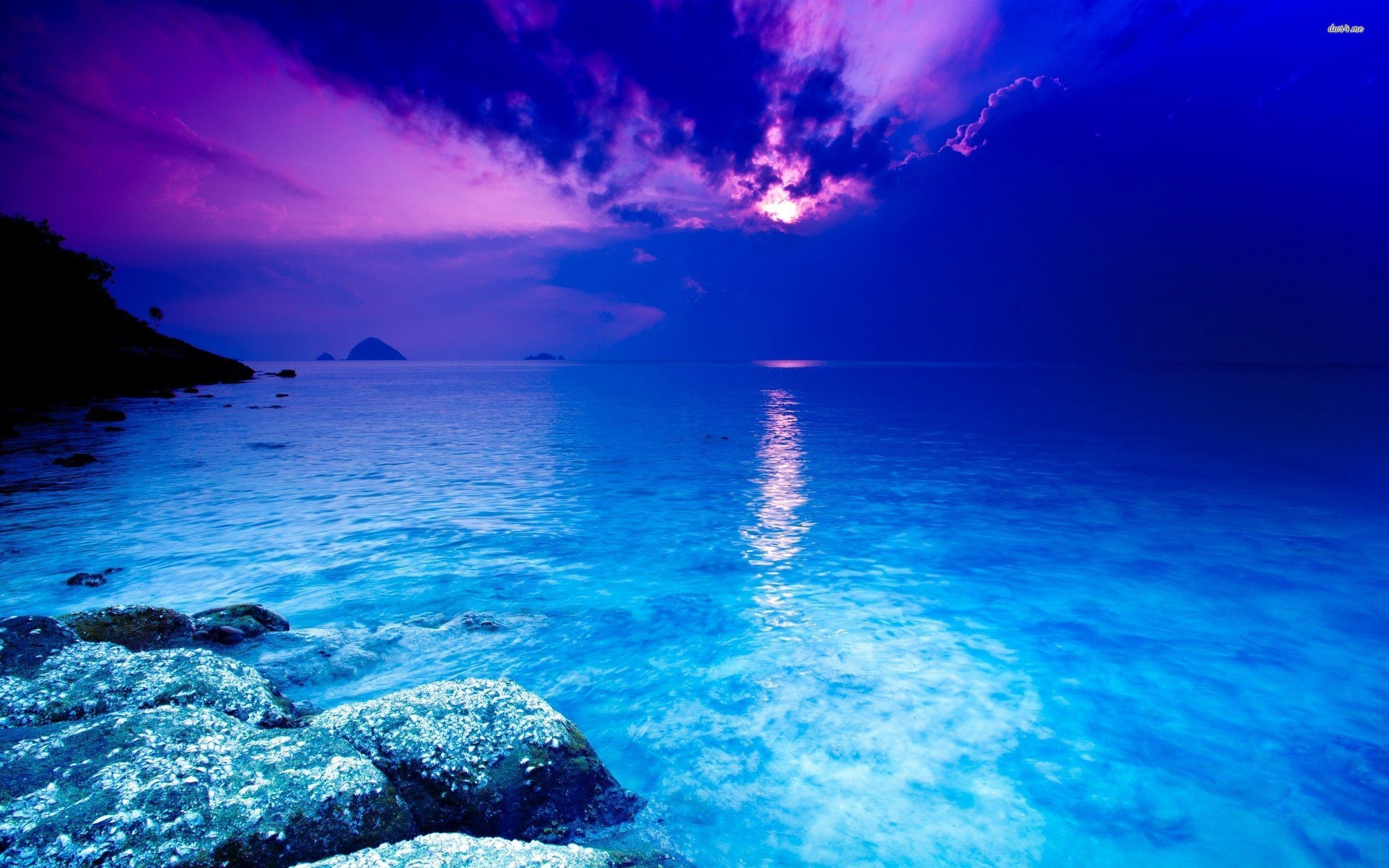 Dark Blue Beach Wallpaper