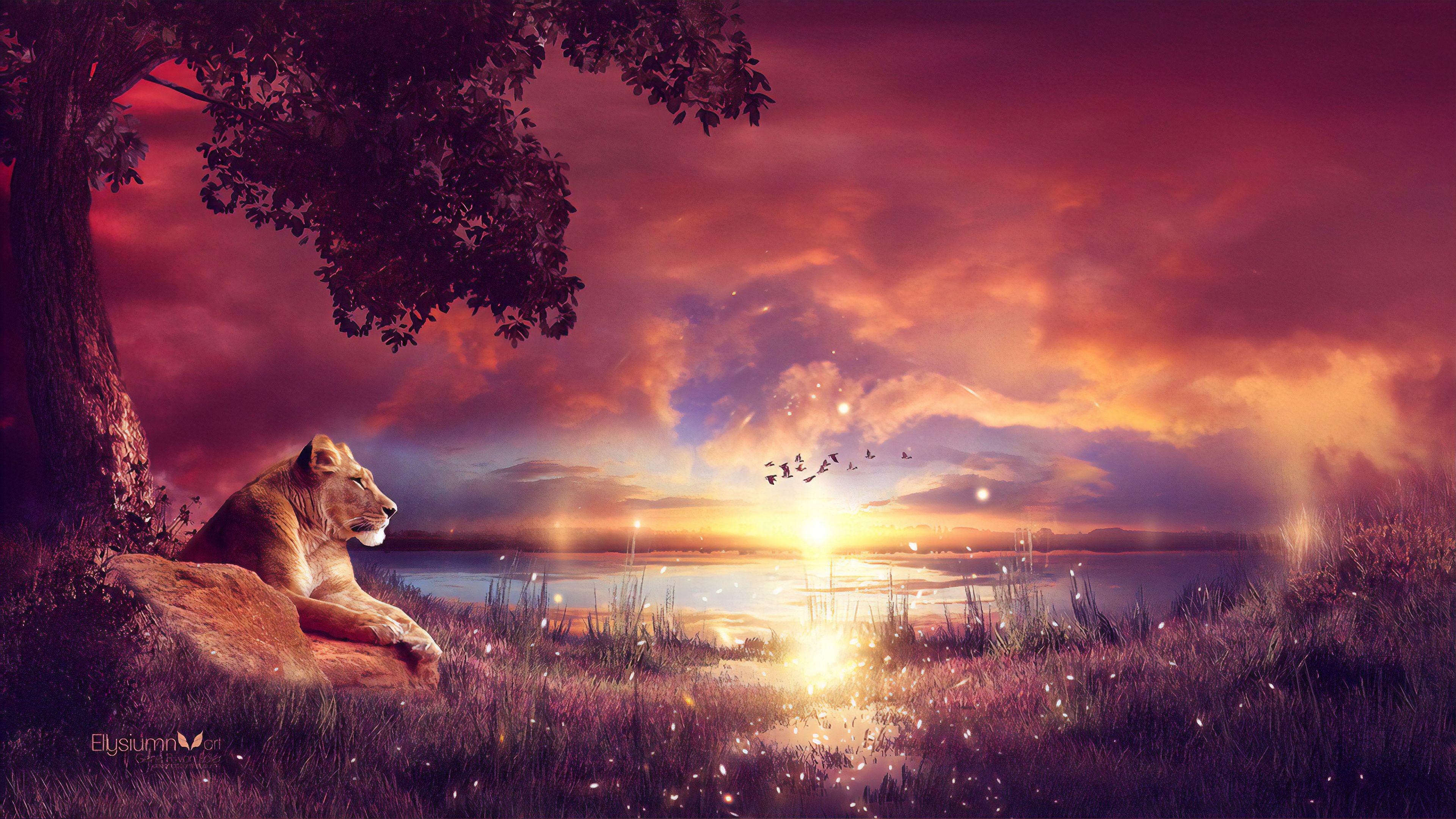 Lion Sunset Wallpapers Top Free Lion Sunset Backgrounds WallpaperAccess