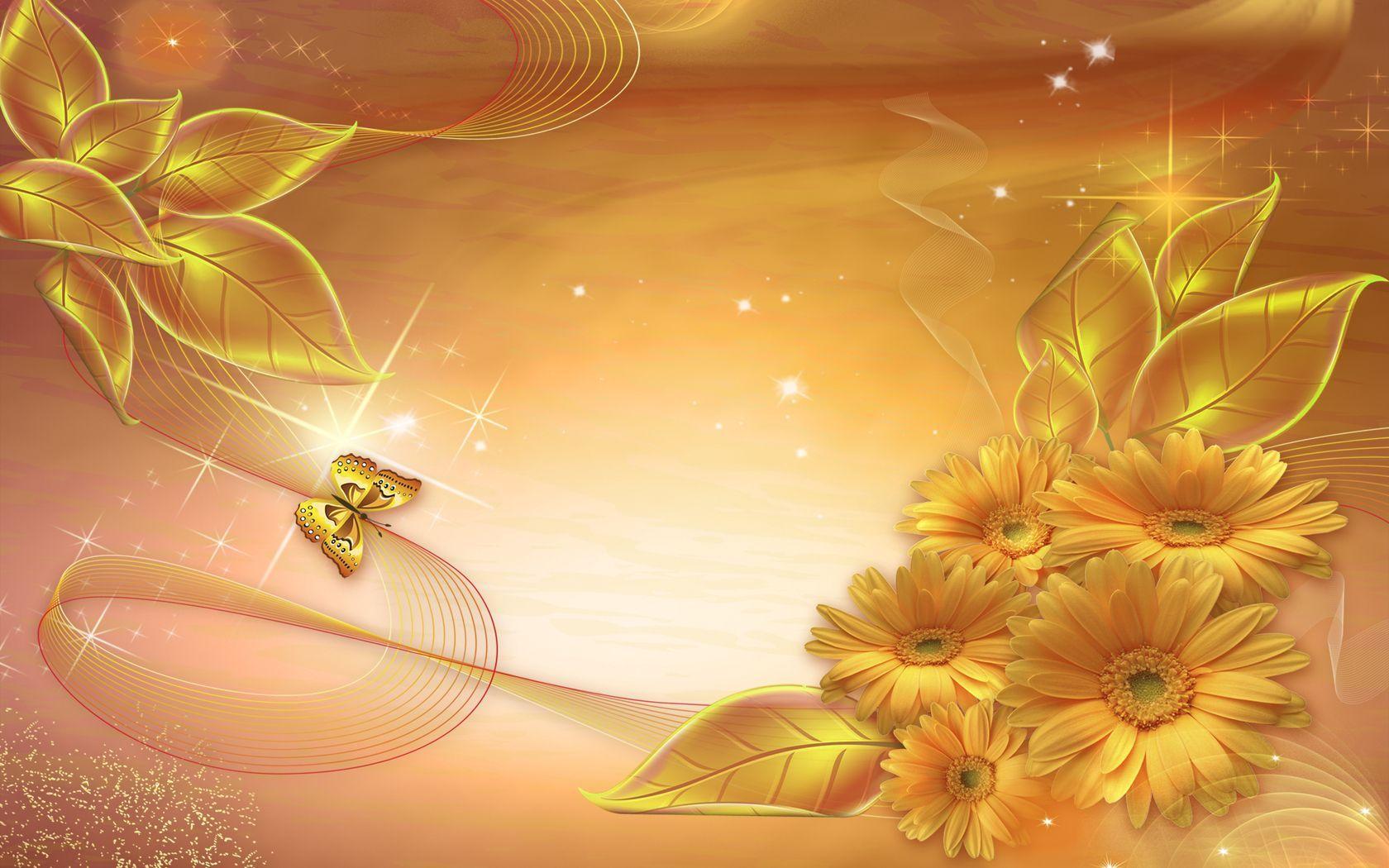 Gold Flower Wallpapers Top Free Gold Flower Backgrounds WallpaperAccess