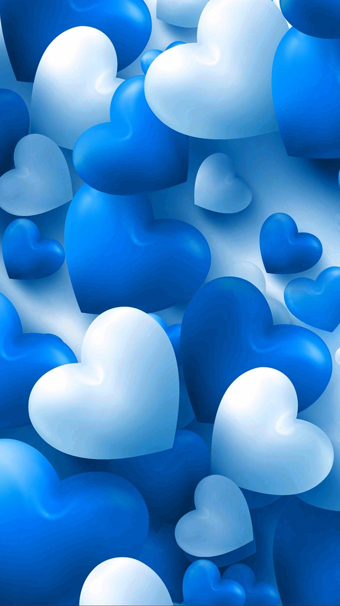 Blue And White Hearts Wallpaper