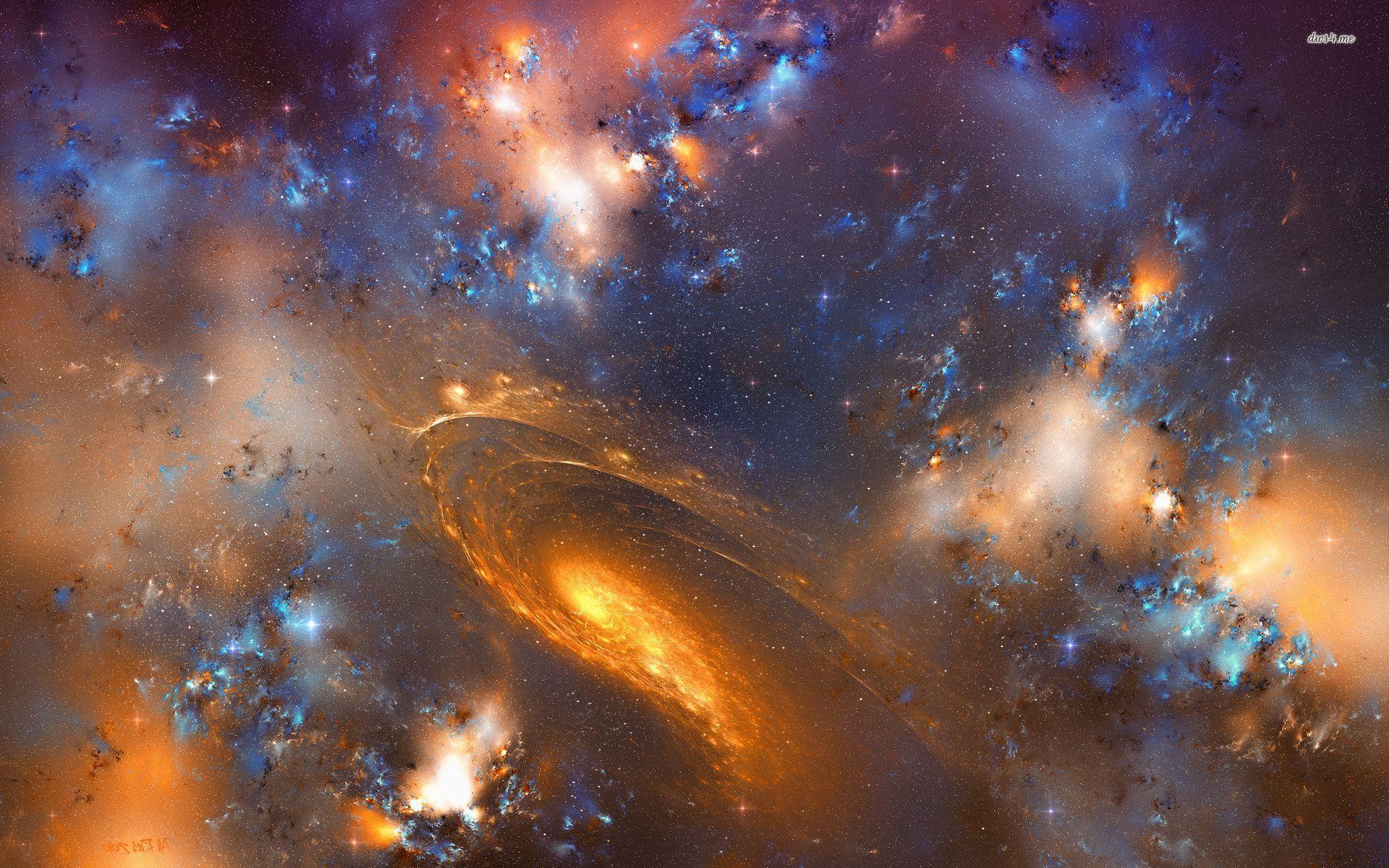 Gold Galaxy Space Wallpaper