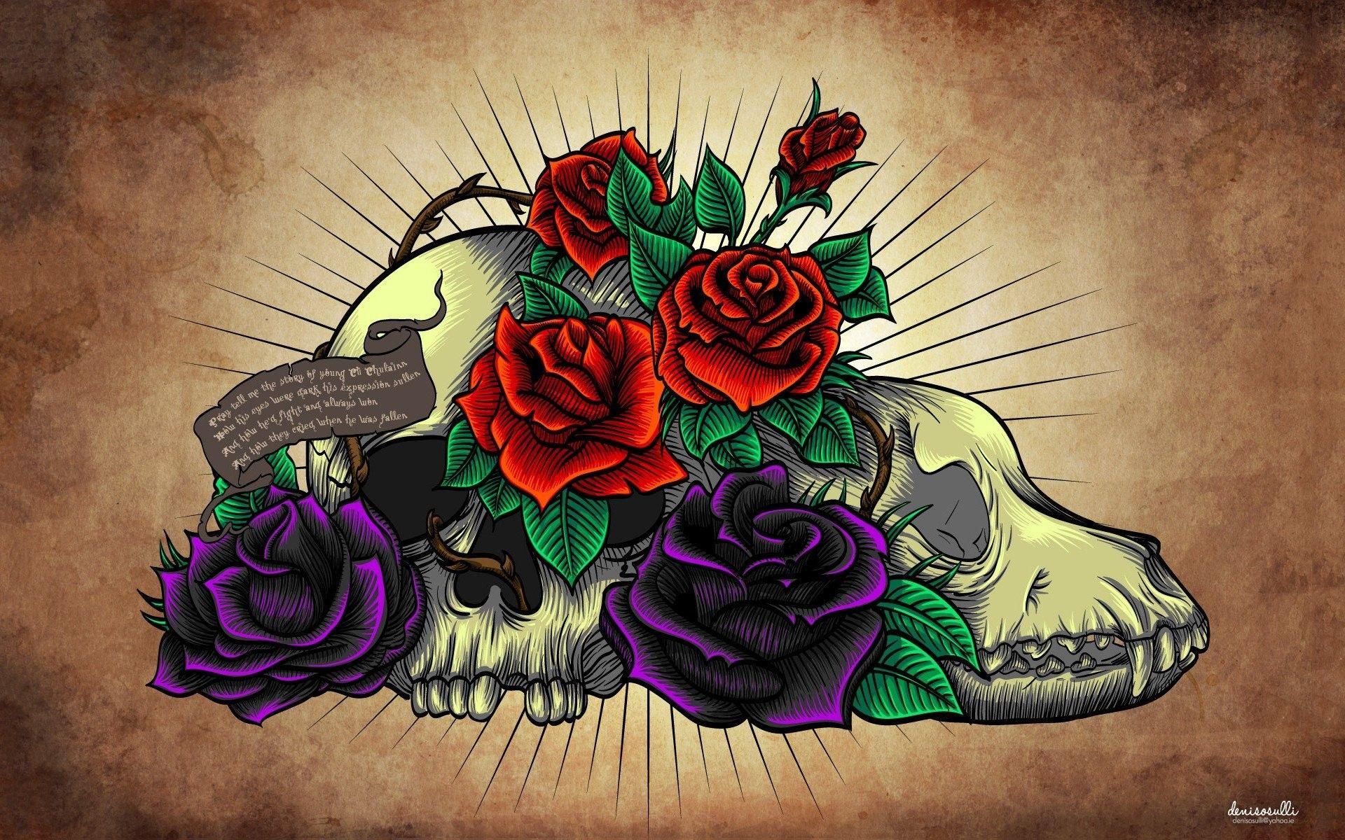 Skull And Roses Wallpapers Top Free Skull And Roses Backgrounds