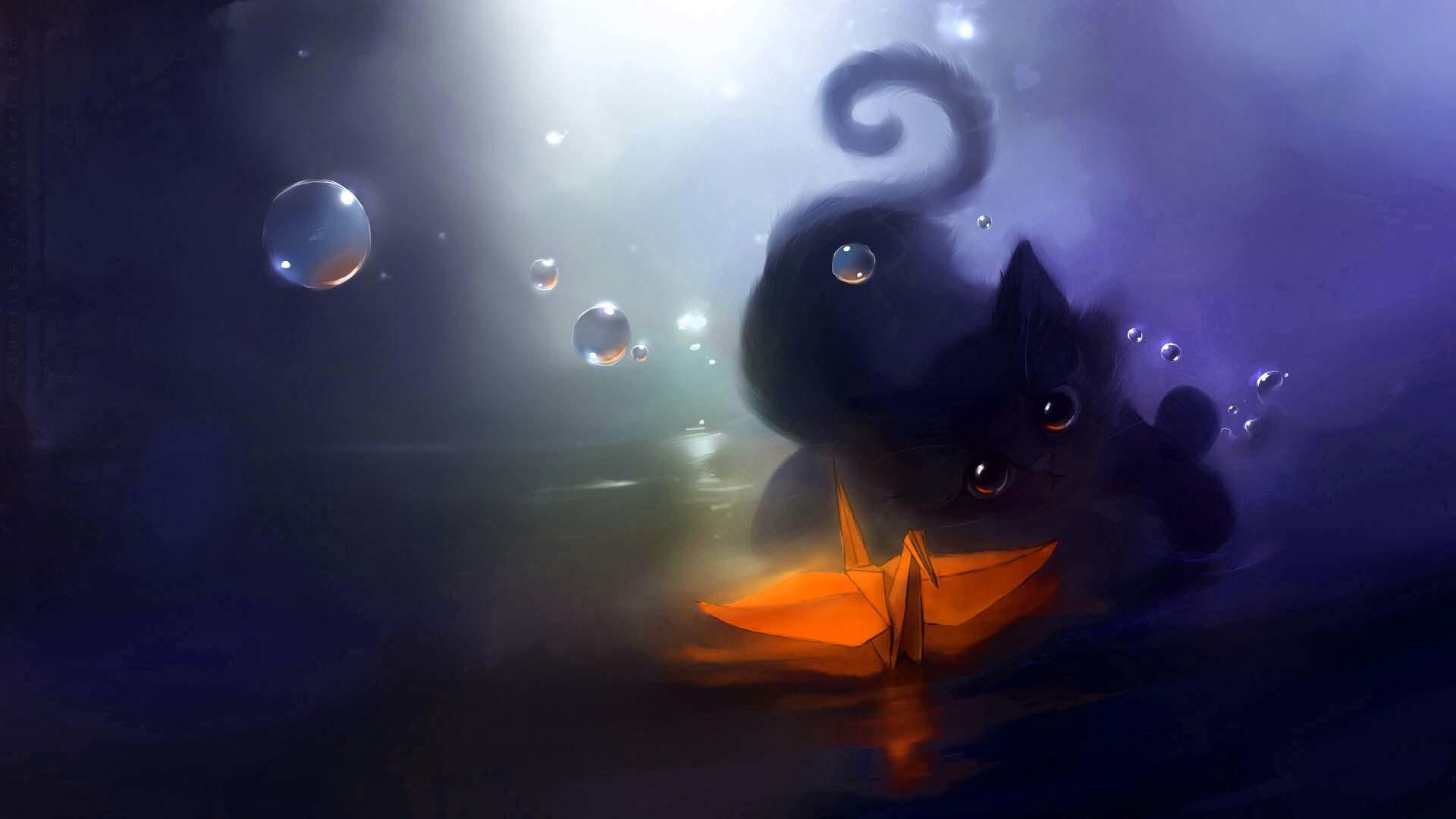 Cute Black Cat Anime Wallpapers Top Free Cute Black Cat Anime
