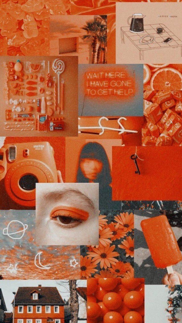 Pastel Orange Aesthetic Wallpaper Collage / Follow me texture pattern