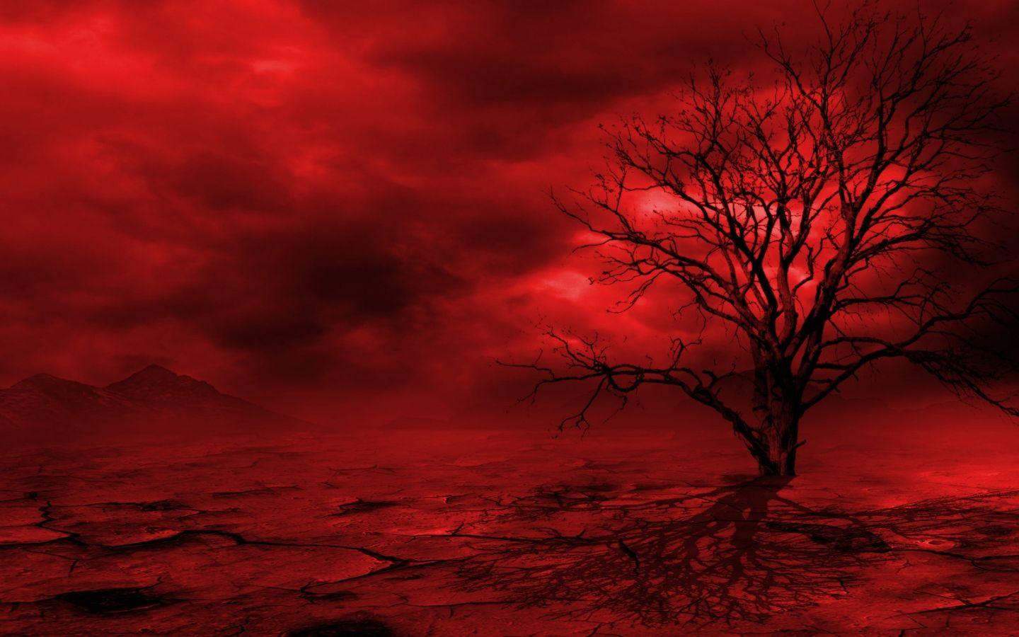 Dark Red Tree Wallpaper picvomitory