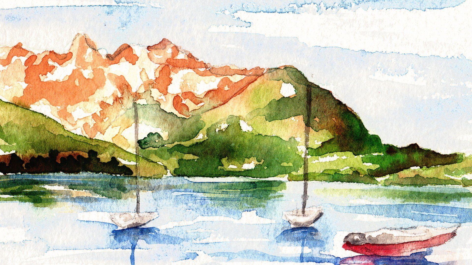 Watercolor Landscape Wallpapers Top Free Watercolor Landscape