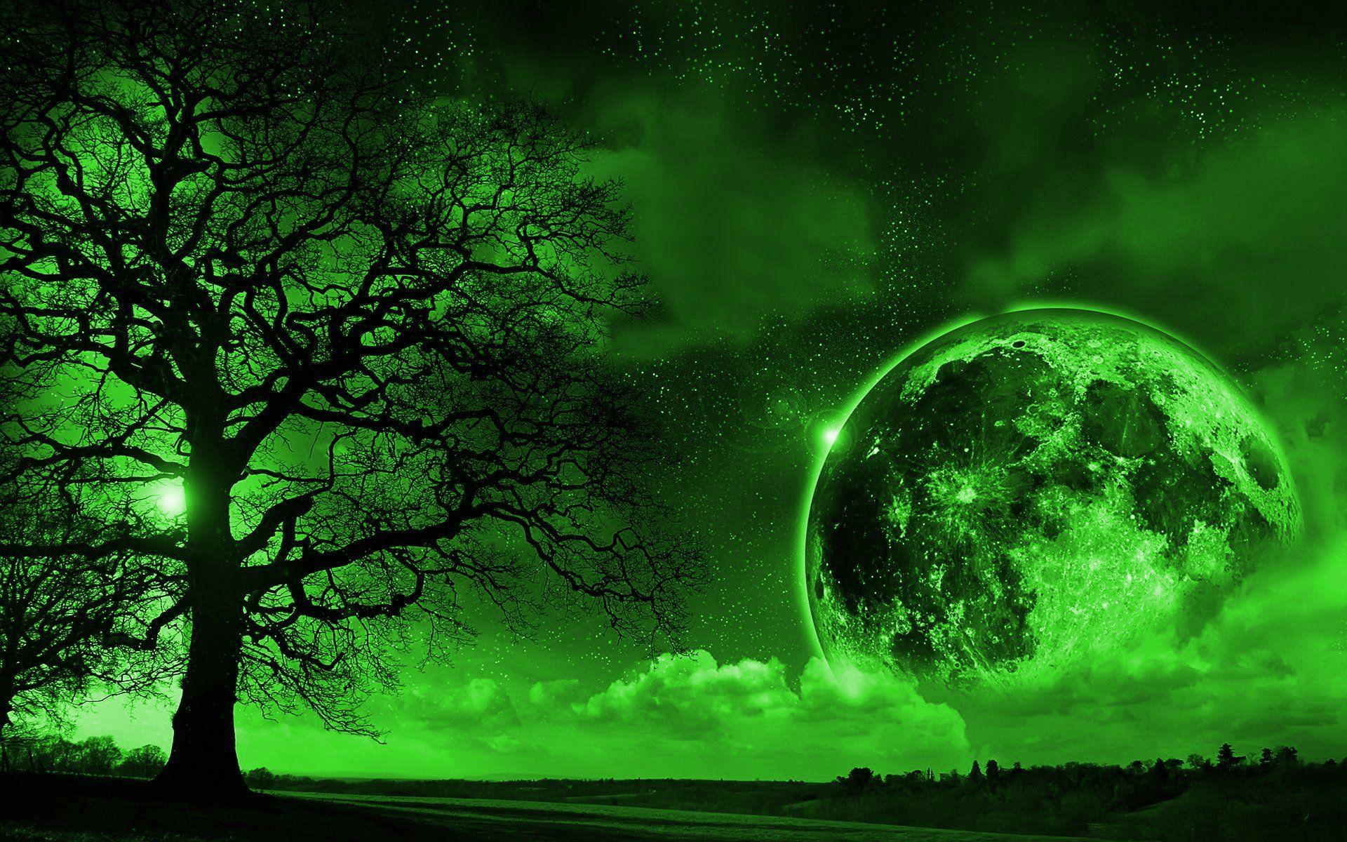 Green Moon Wallpapers Top Free Green Moon Backgrounds WallpaperAccess