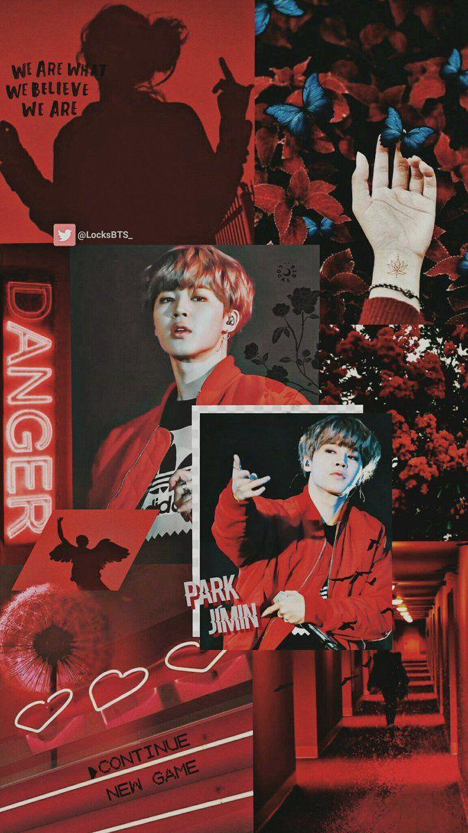 Jimin Red Aesthetic Wallpaper Park jimin bts bangtan boys rainbow
