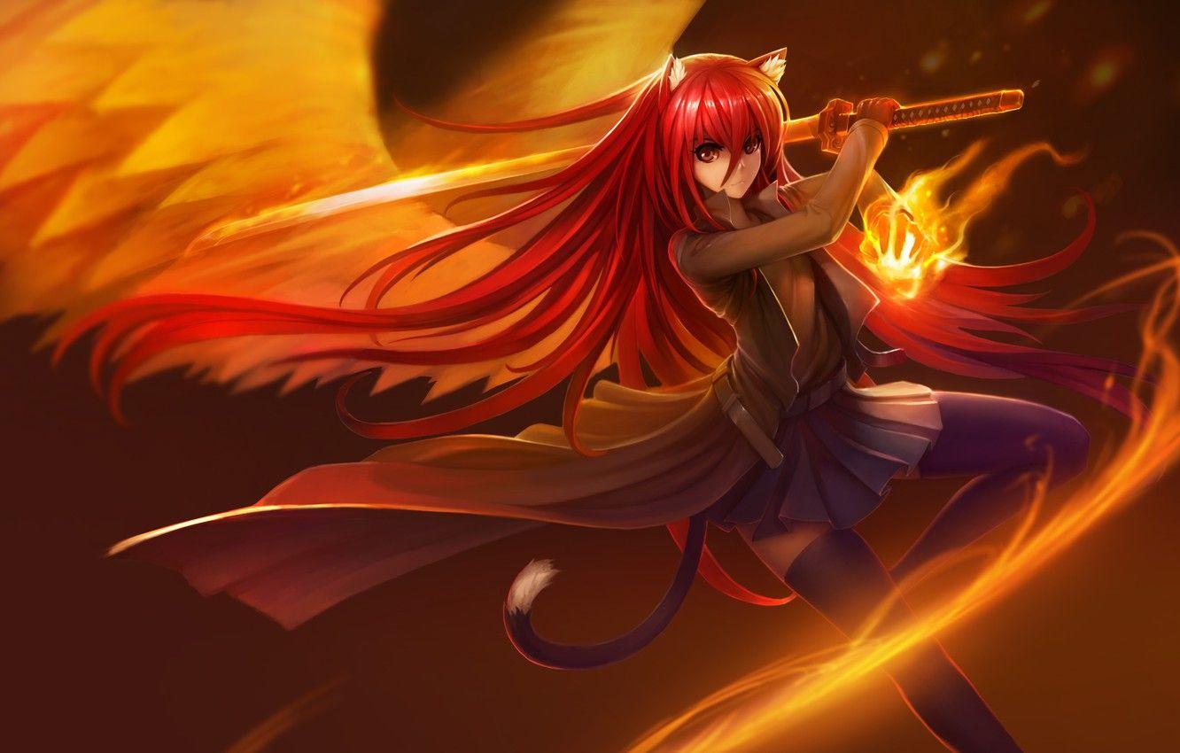 Anime Fire Girl Wallpapers Top Free Anime Fire Girl Backgrounds WallpaperAccess