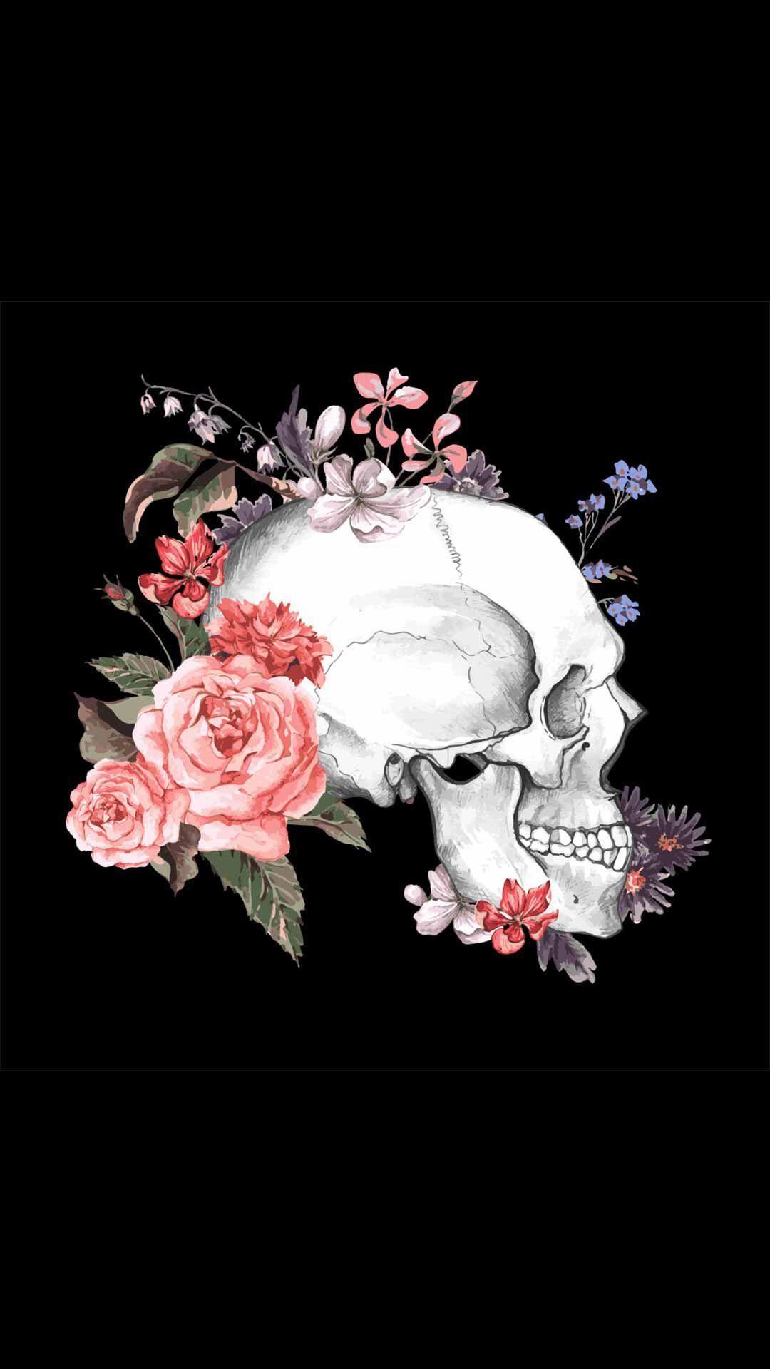 Flower Skull iPhone Wallpapers Top Free Flower Skull iPhone
