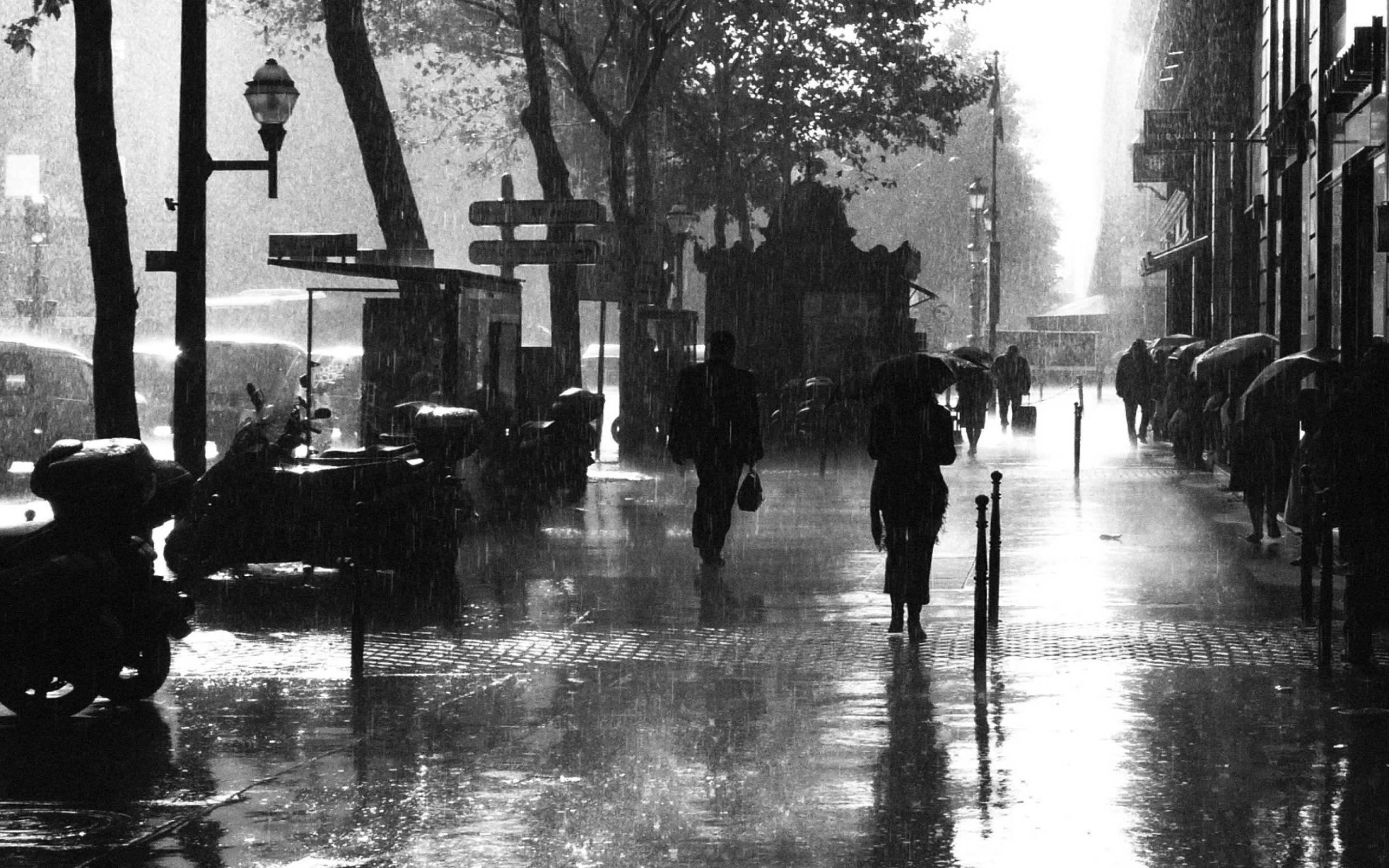Black and White Rain City Wallpapers Top Free Black and White Rain