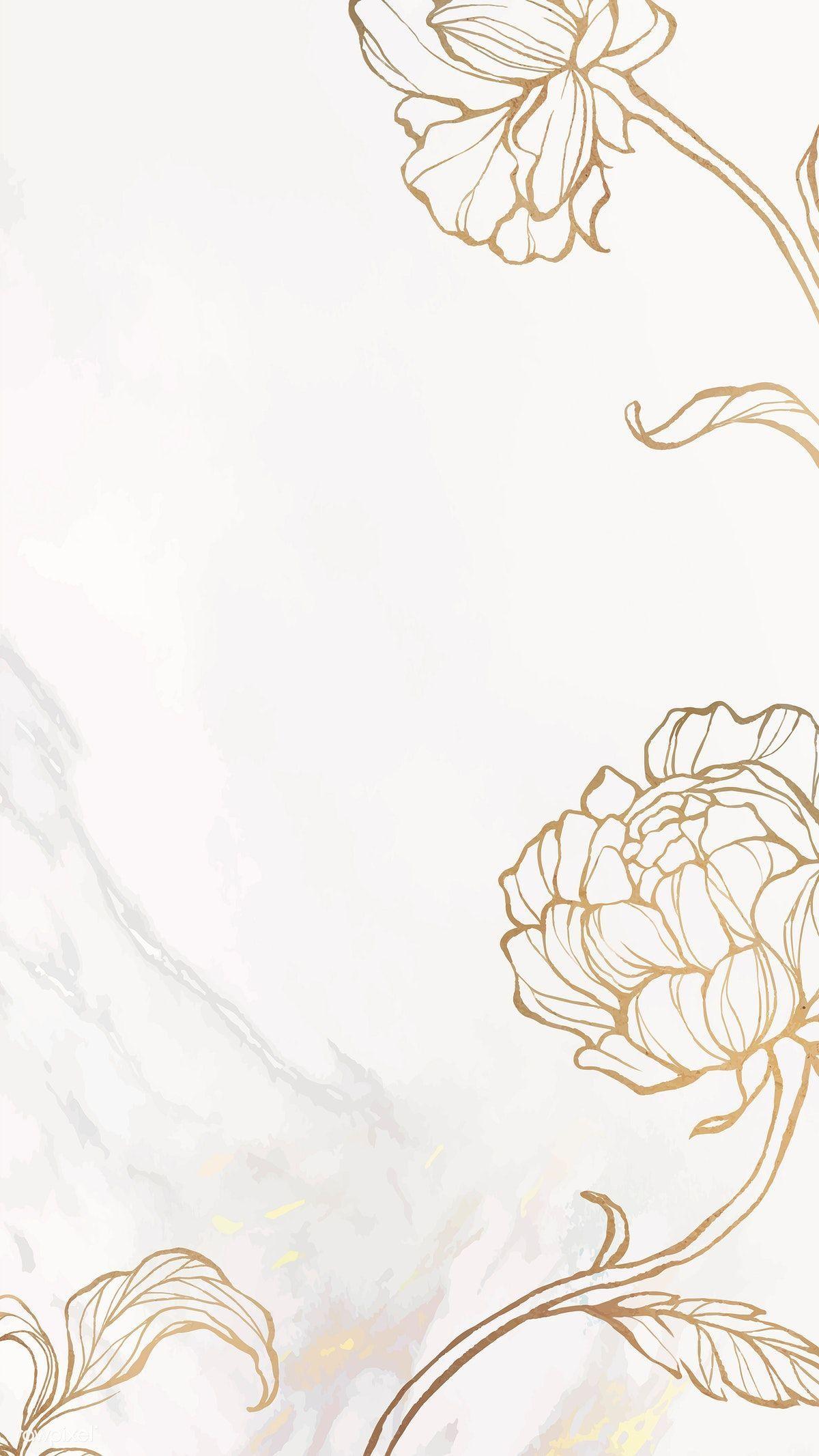 White And Gold Floral Background