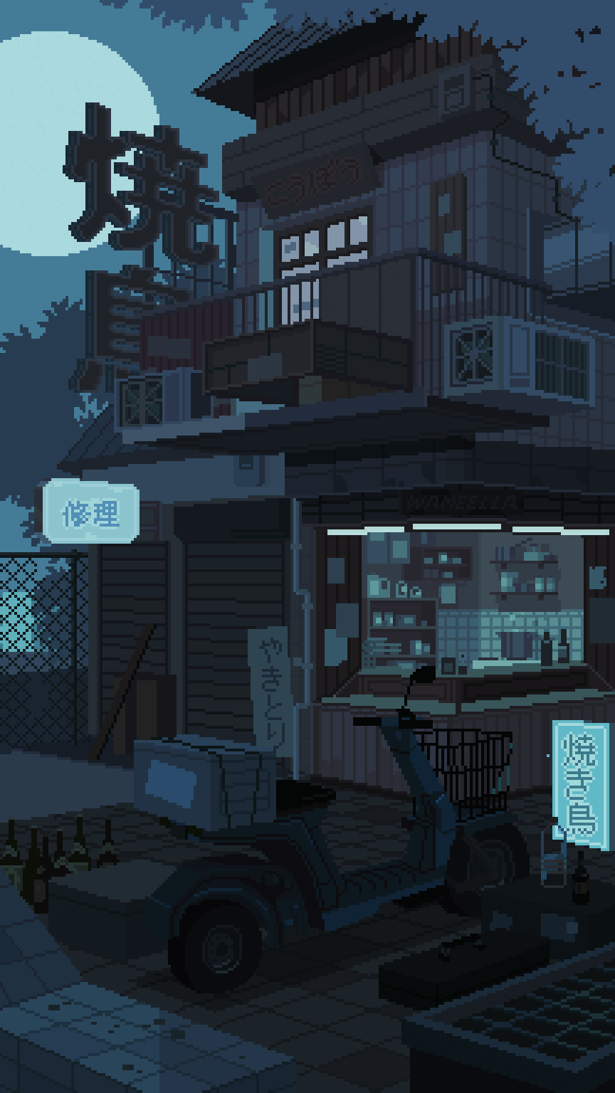 Japanese Pixel Art Wallpaper