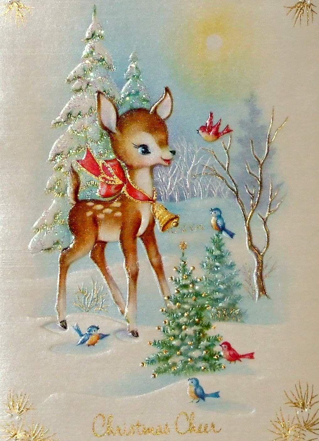 Vintage Christmas Reindeer Wallpapers Top Free Vintage Christmas