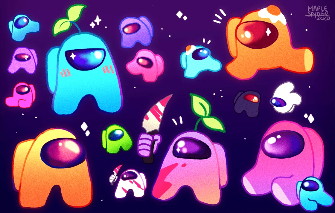 Among Us Cute Wallpaper Blue