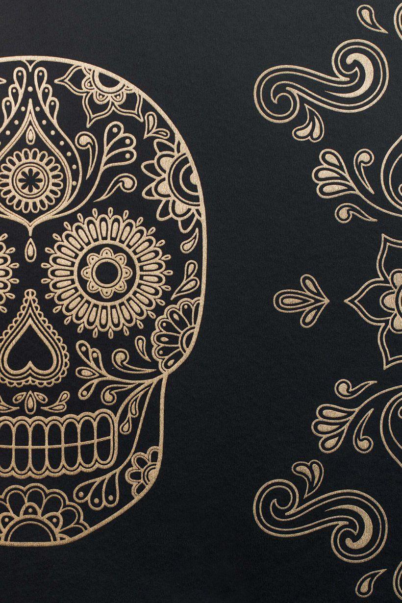 Black and Gold Skull Wallpapers Top Free Black and Gold Skull