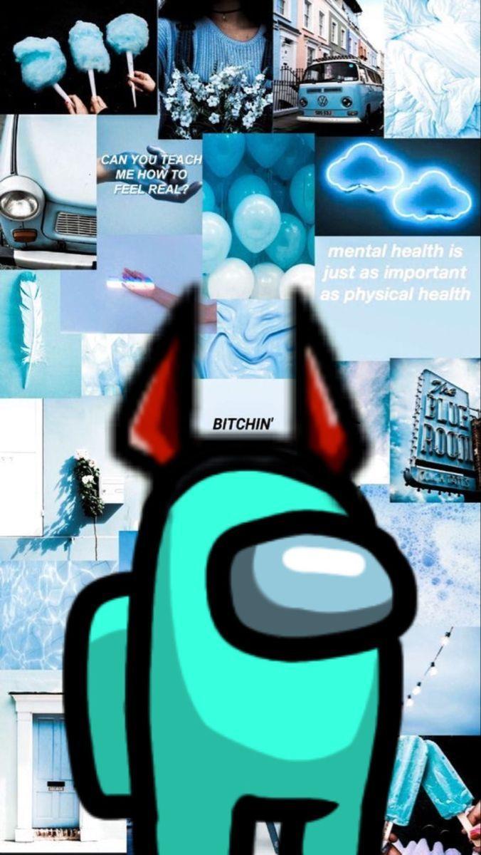 Cute Among Us Wallpapers Cyan