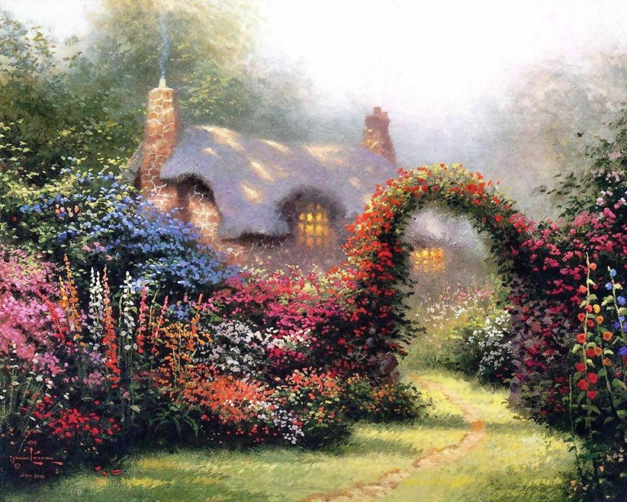 Thomas Kinkade Flower Wallpapers Top Free Thomas Kinkade Flower