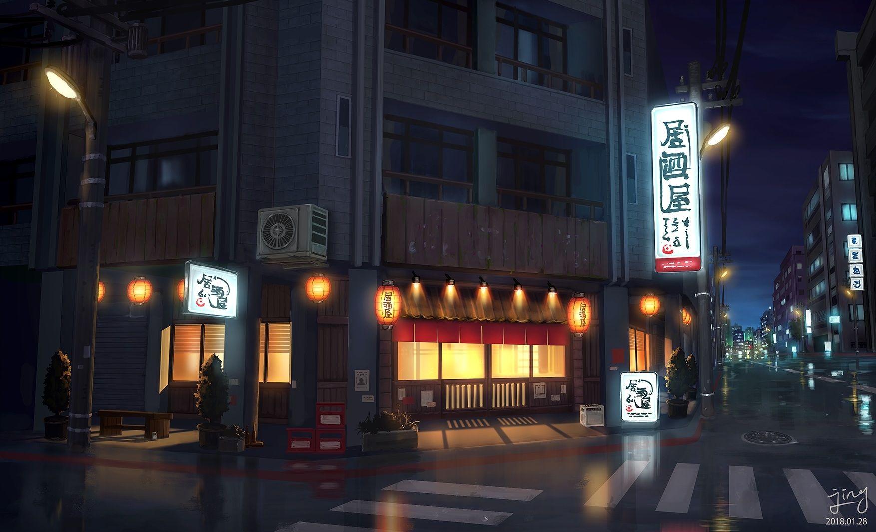 Anime Night Street Wallpapers Top Free Anime Night Street Backgrounds
