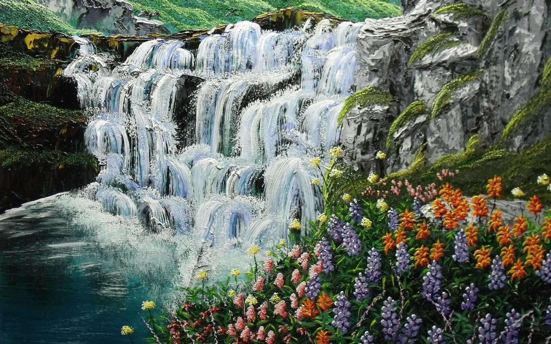 Waterfall Flowers Wallpapers Top Free Waterfall Flowers Backgrounds