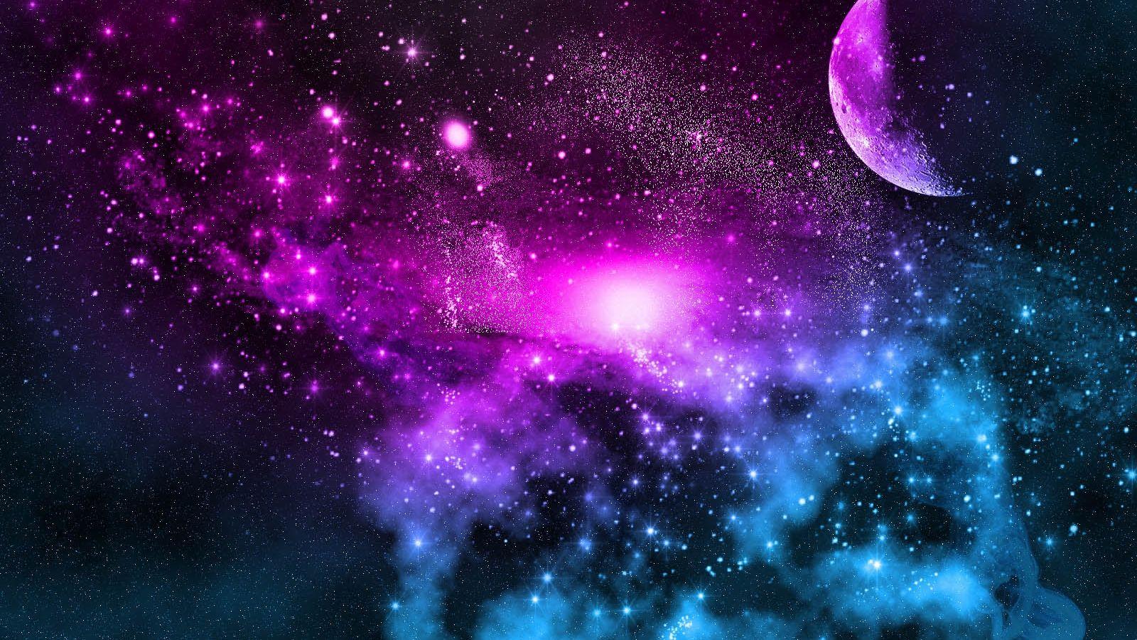 Galaxy Moon Wallpapers Top Free Galaxy Moon Backgrounds WallpaperAccess