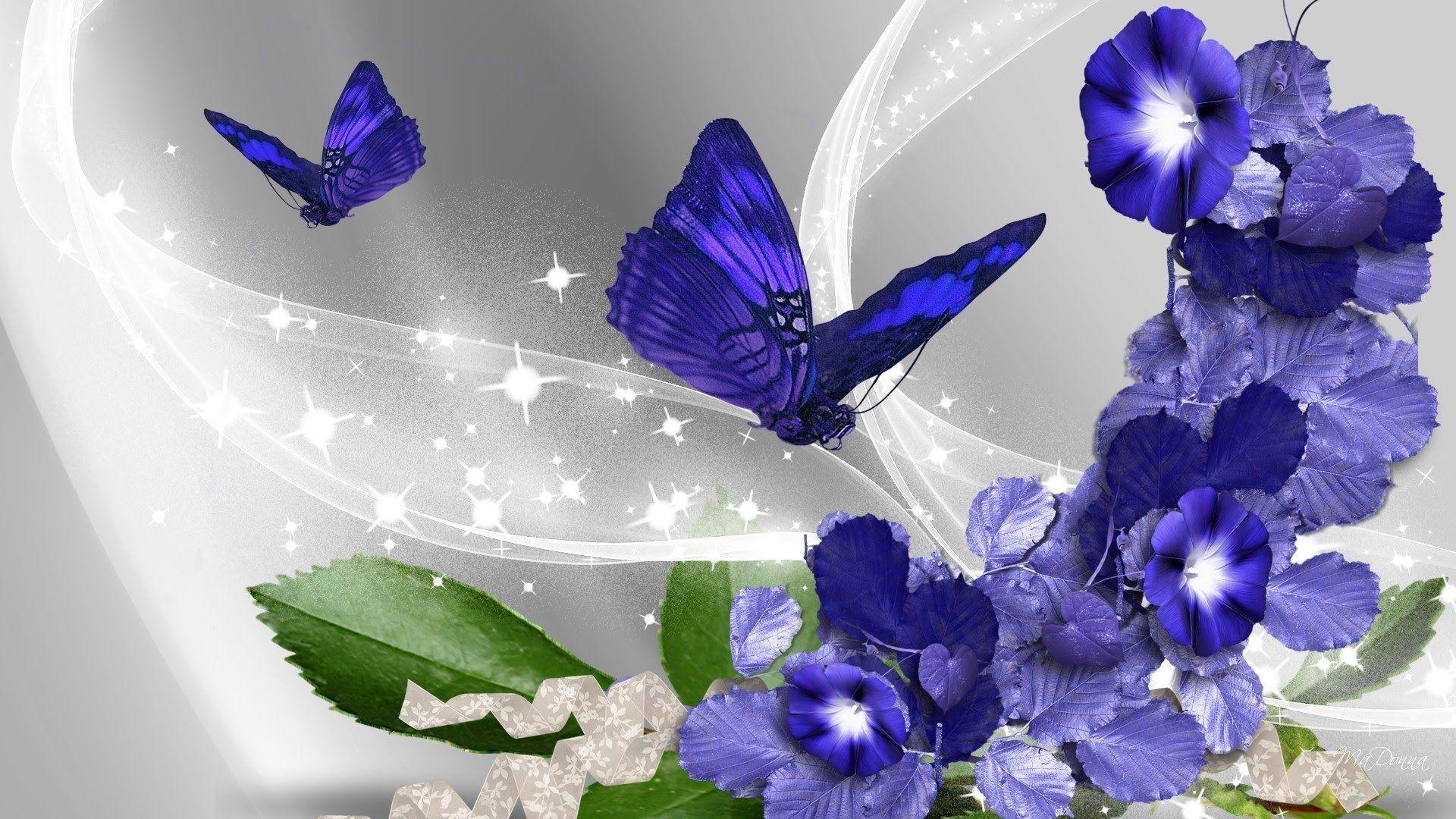 Blue Flower and Butterfly Wallpapers Top Free Blue Flower and