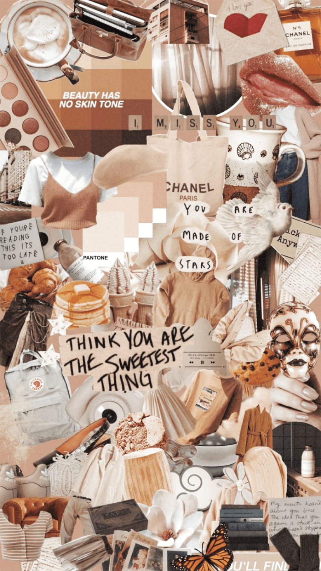 Light Brown Aesthetic Collage Wallpaper Laptop leafonsand