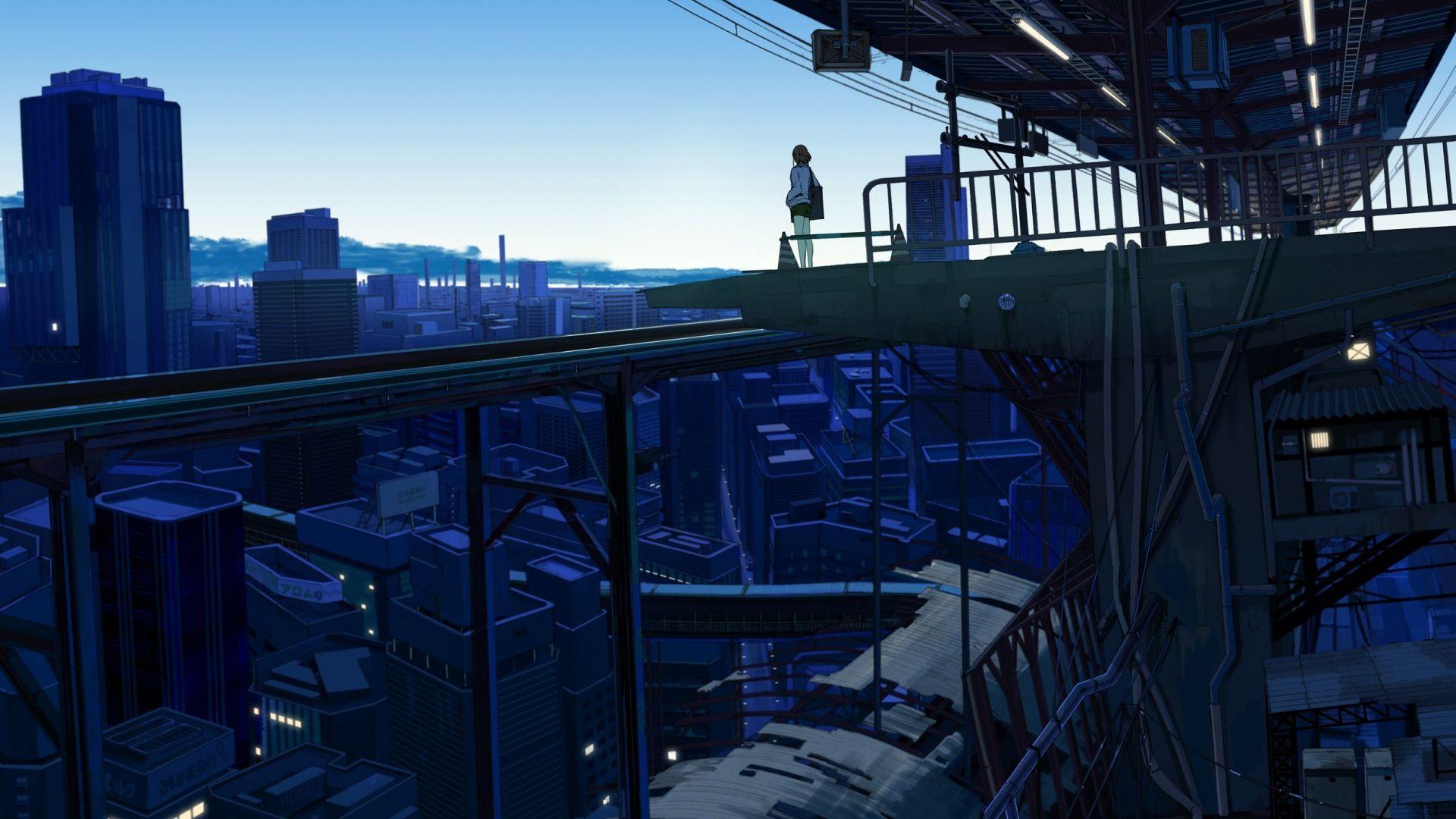 Blue Anime City Wallpapers Top Free Blue Anime City Backgrounds WallpaperAccess