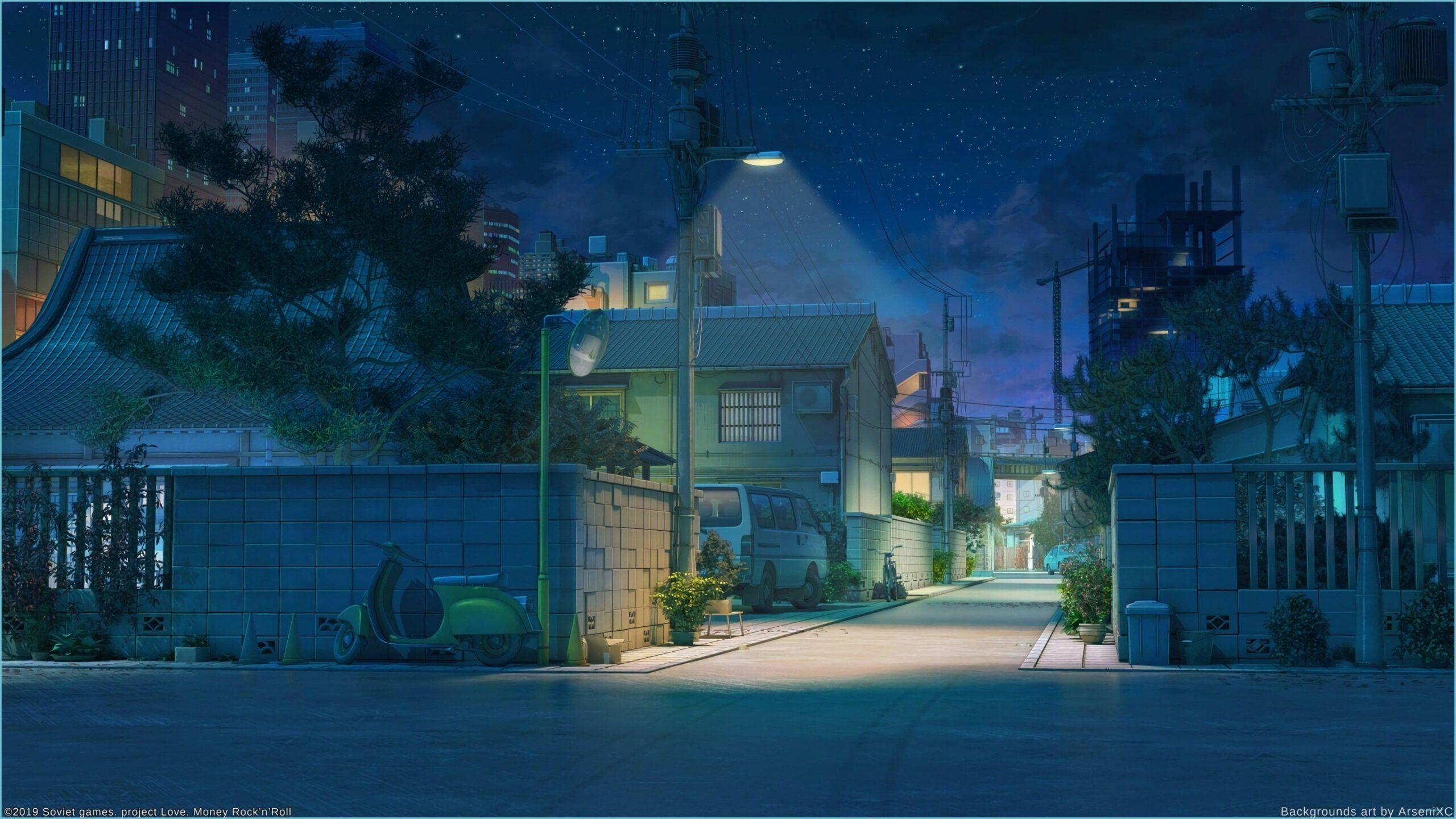 Blue Anime City Wallpapers Top Free Blue Anime City Backgrounds WallpaperAccess