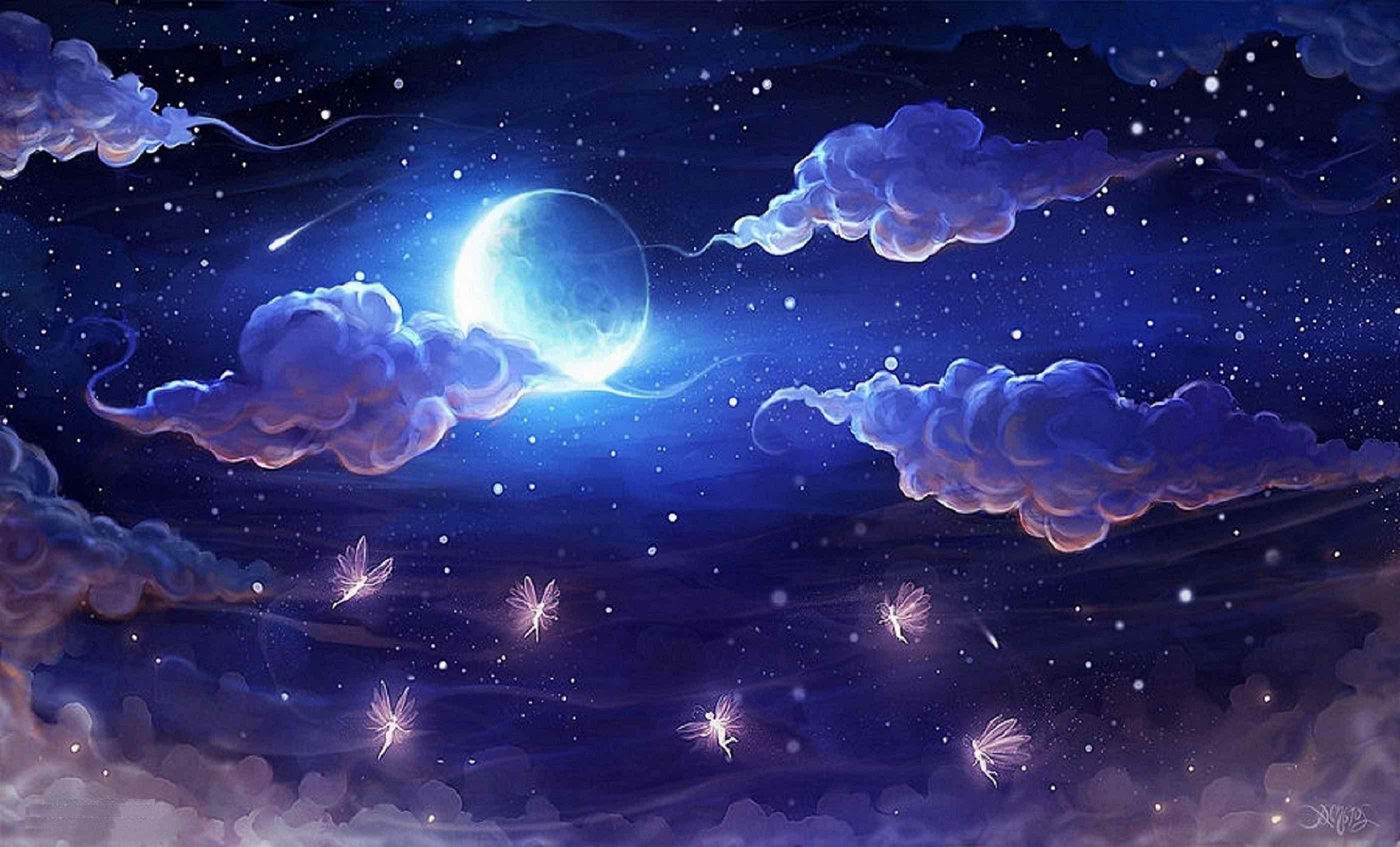 Night Sky Moon Wallpapers Top Free Night Sky Moon Backgrounds WallpaperAccess