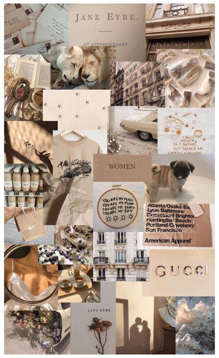 Light Brown Aesthetic Collage Wallpaper Laptop leafonsand