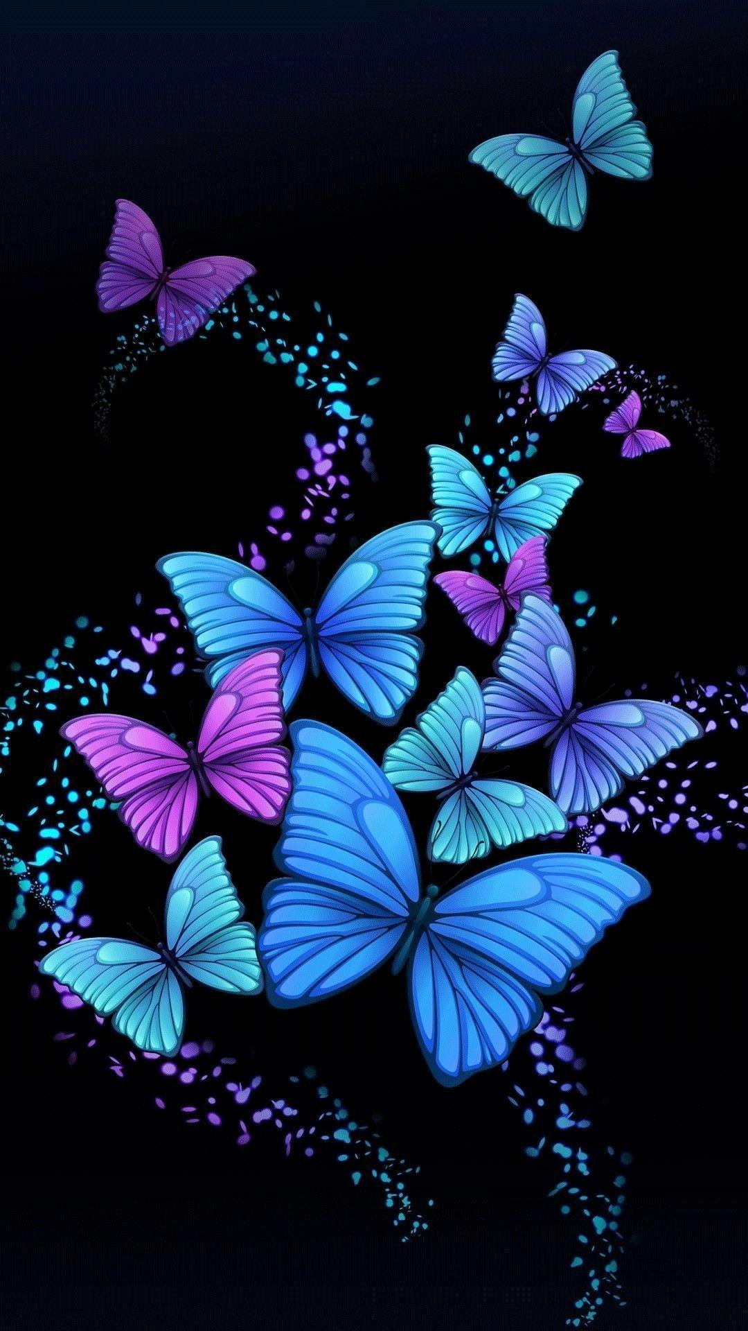 Purple Butterfly Phone Wallpapers Top Free Purple Butterfly Phone Backgrounds WallpaperAccess