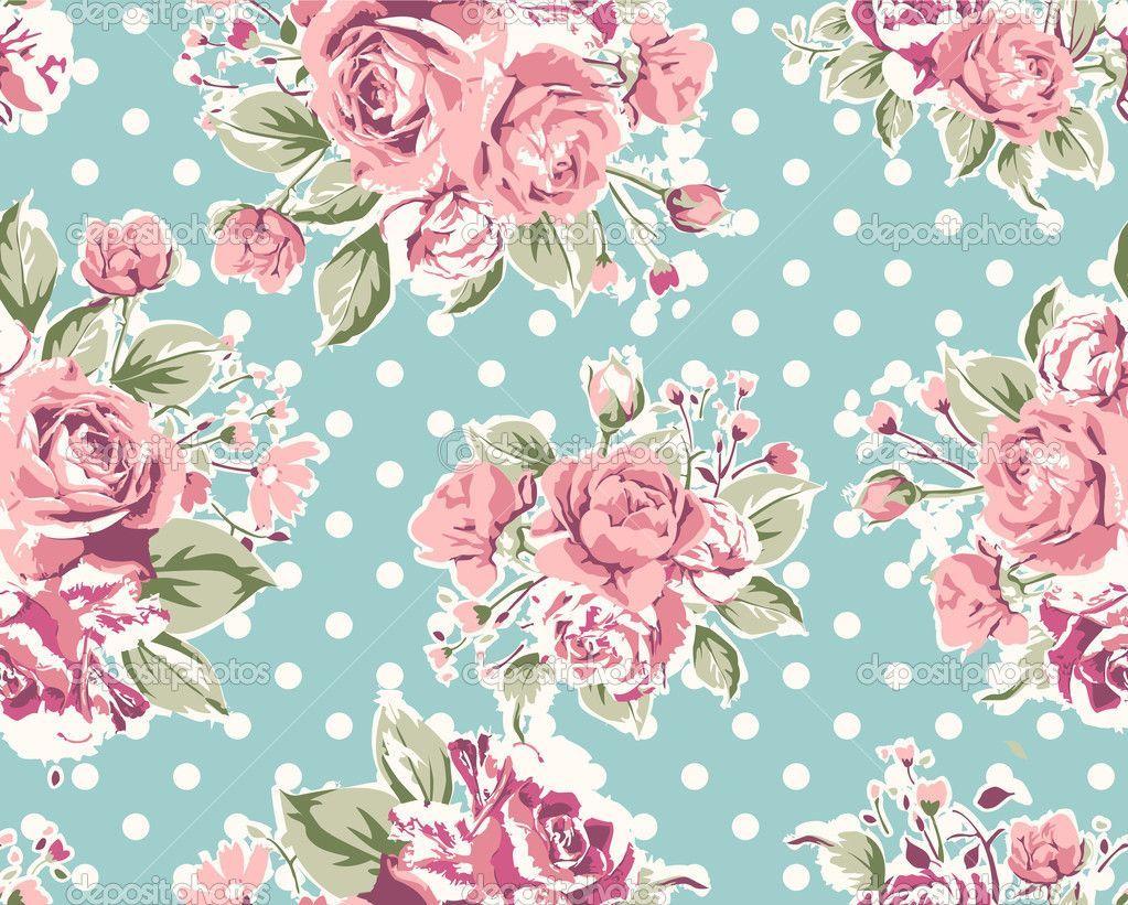 Light Pink Vintage Floral Wallpaper