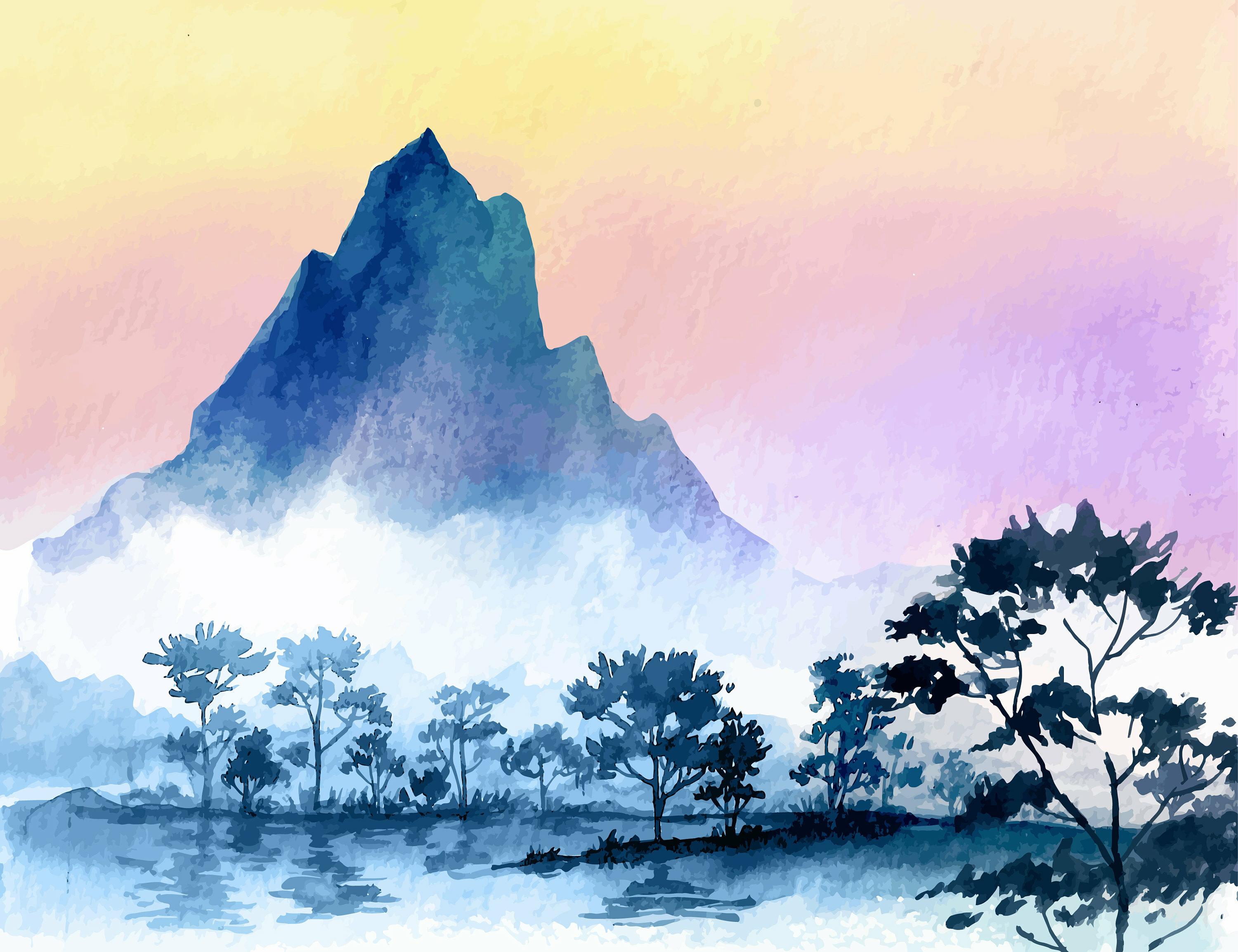 Watercolor Mountain Wallpapers Top Free Watercolor Mountain Backgrounds WallpaperAccess