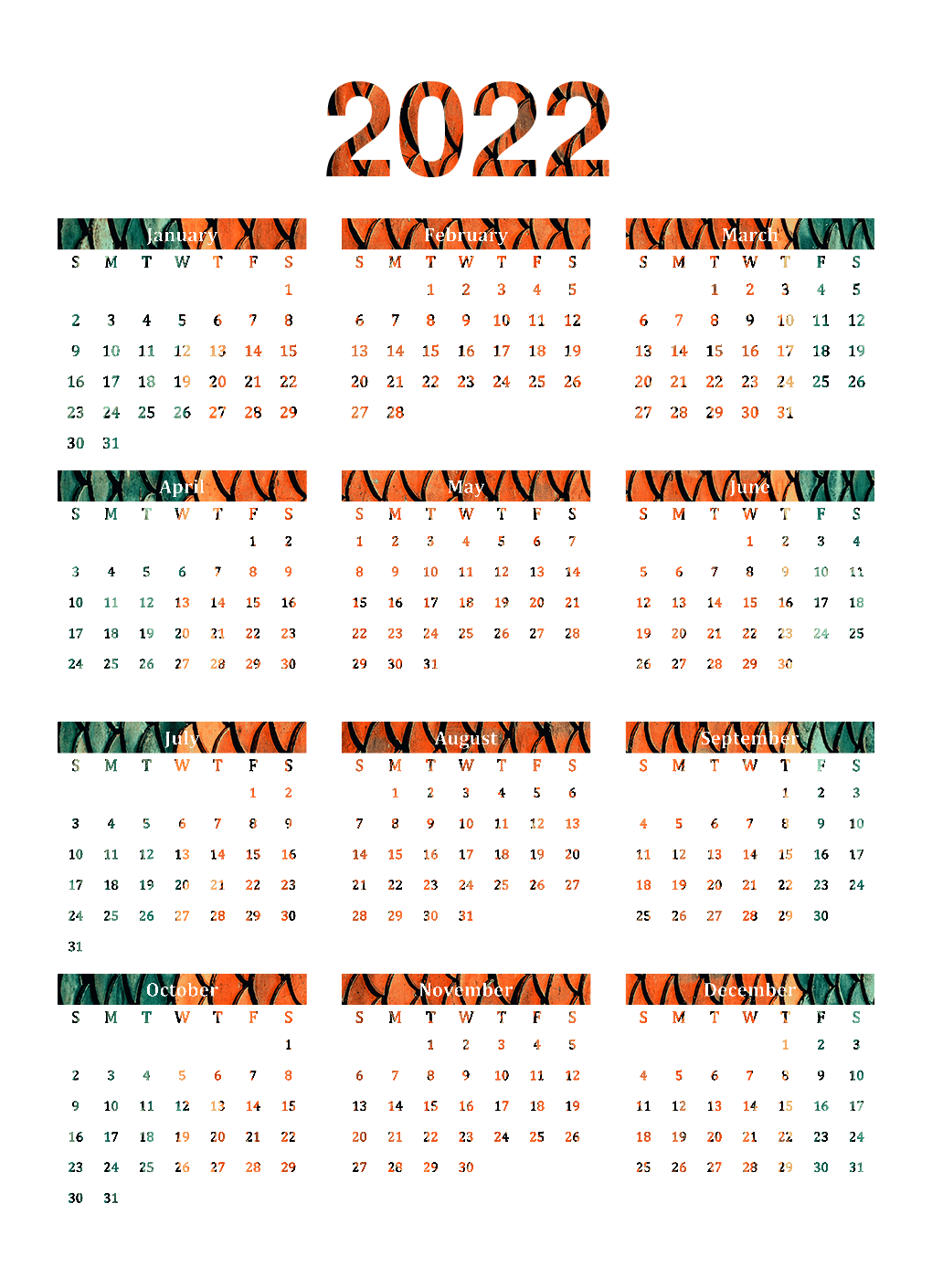 2022 Calendar Wallpaper