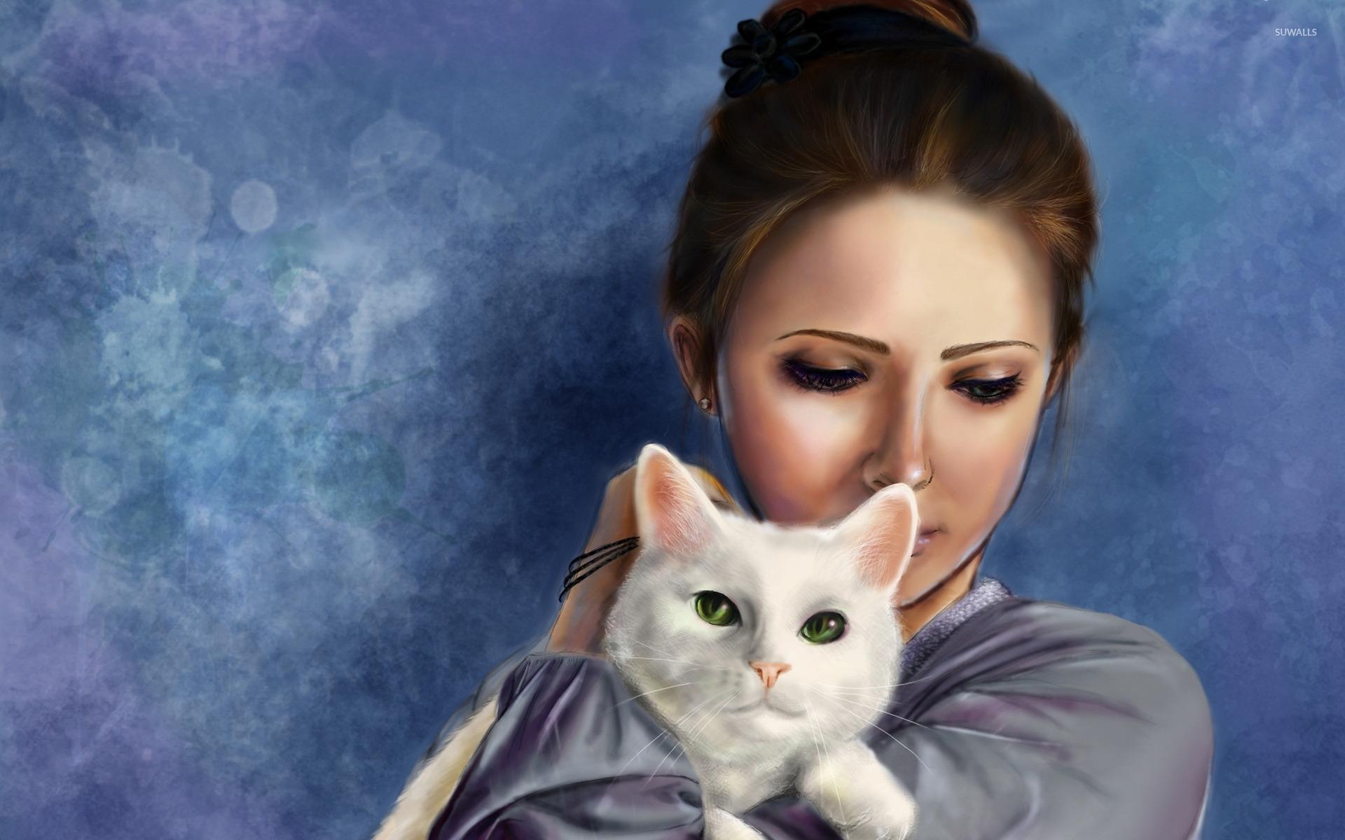 Girl With Cat Wallpapers Top Free Girl With Cat Backgrounds