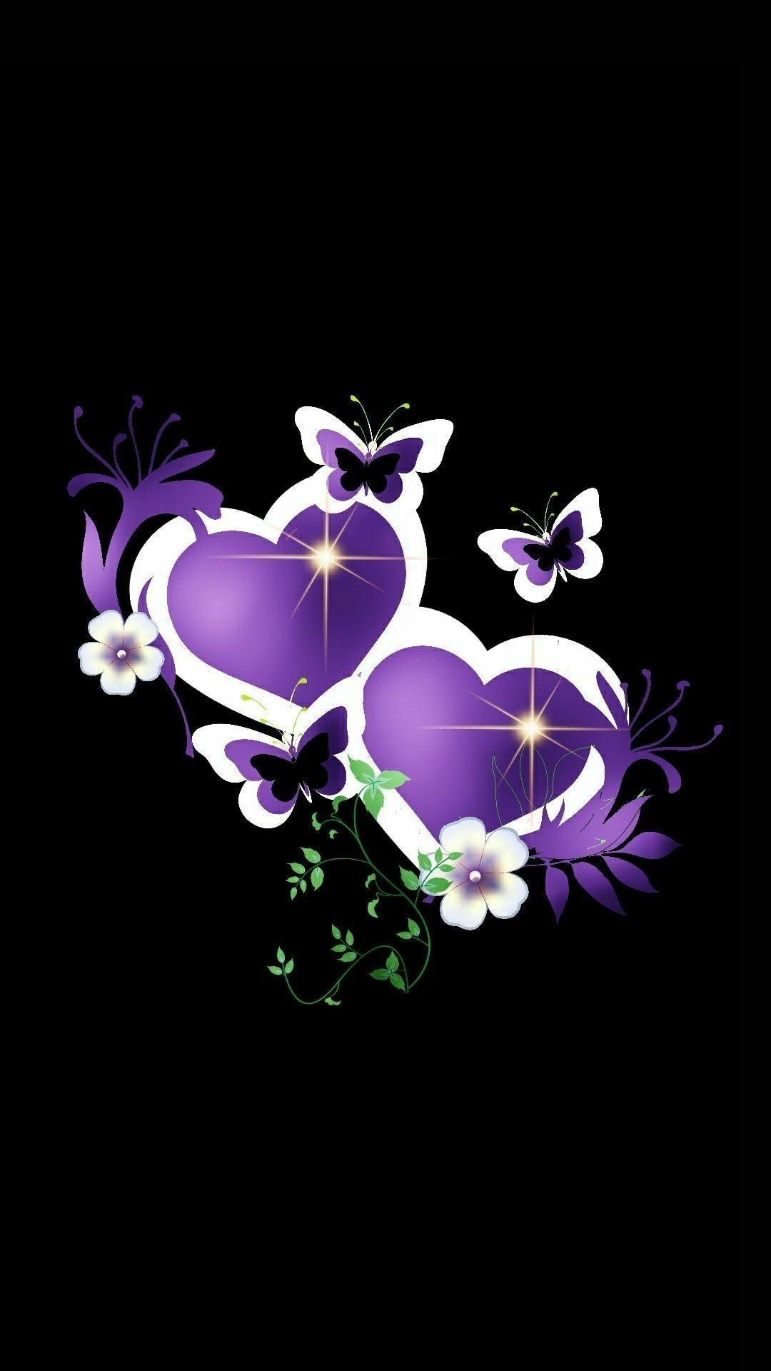 Purple Hearts and Butterfly Wallpapers Top Free Purple Hearts and