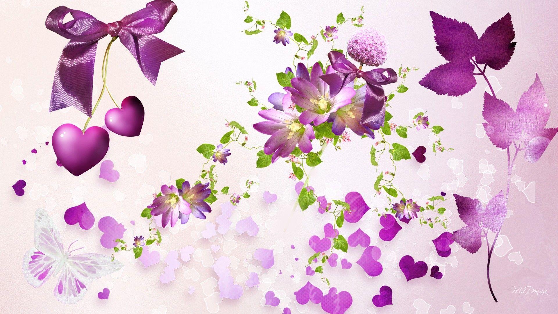 Purple Hearts and Butterfly Wallpapers Top Free Purple Hearts and
