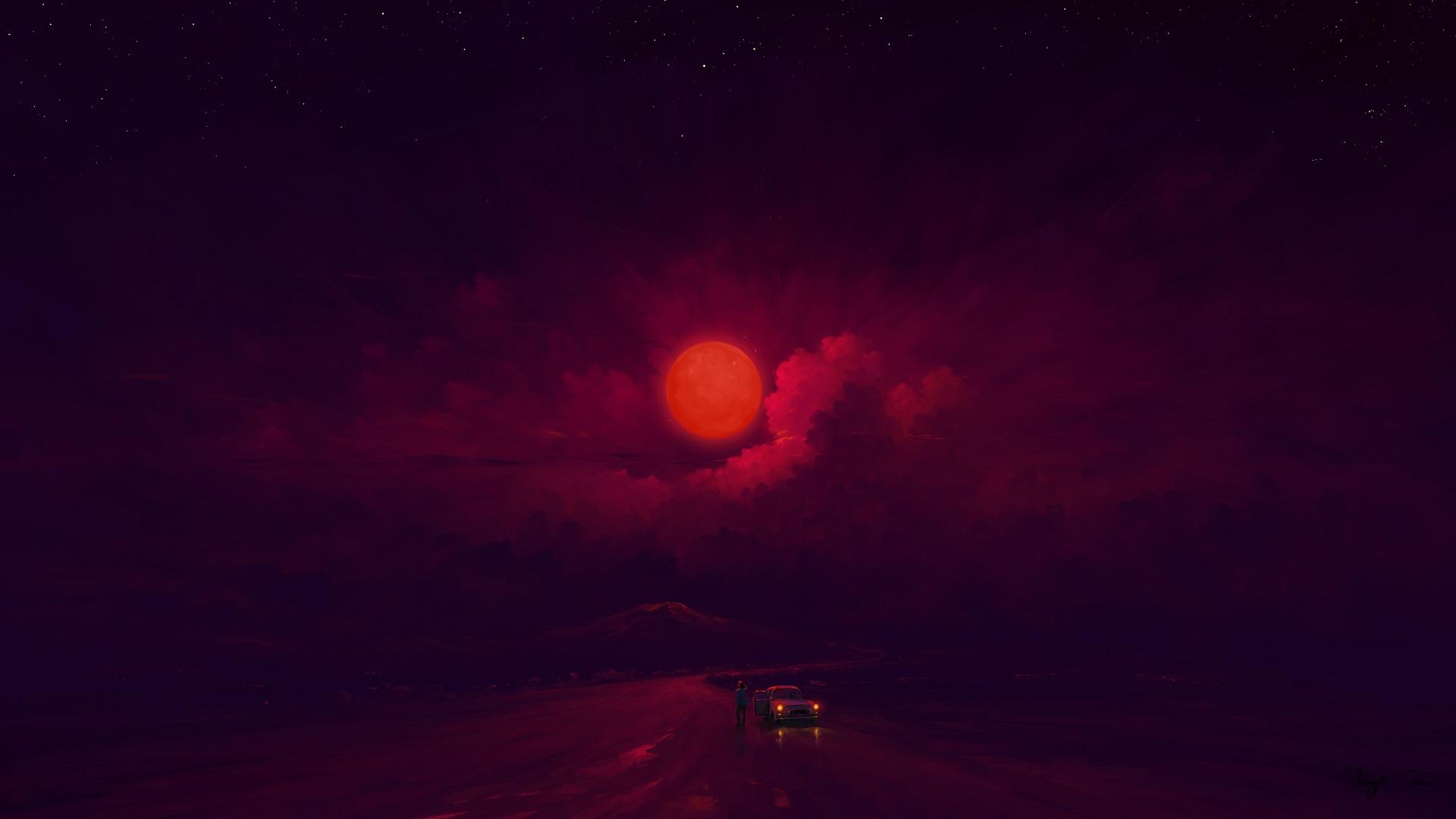Red Moon Night Sky Wallpapers Top Free Red Moon Night Sky Backgrounds