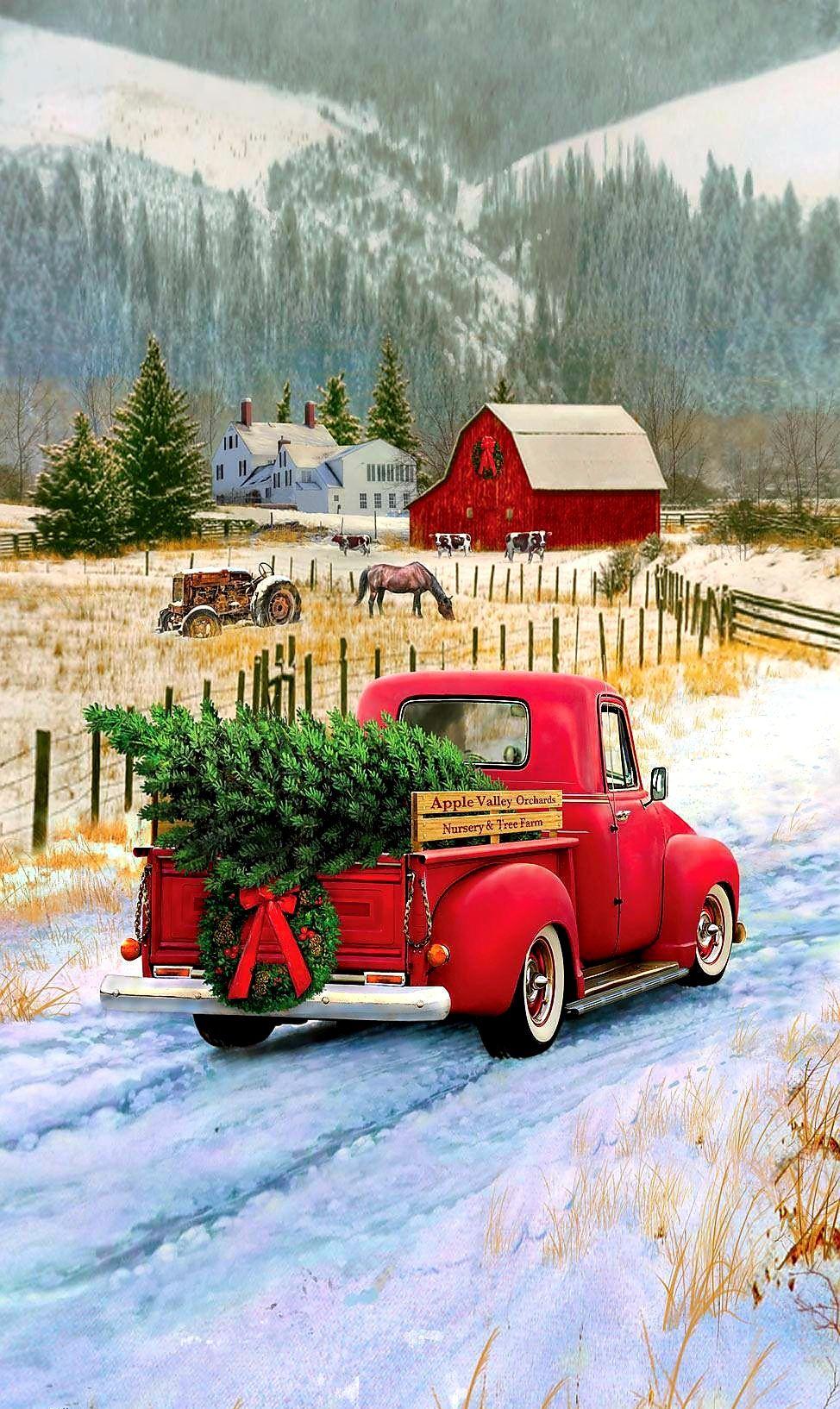 Red Truck Christmas Wallpapers Top Free Red Truck Christmas